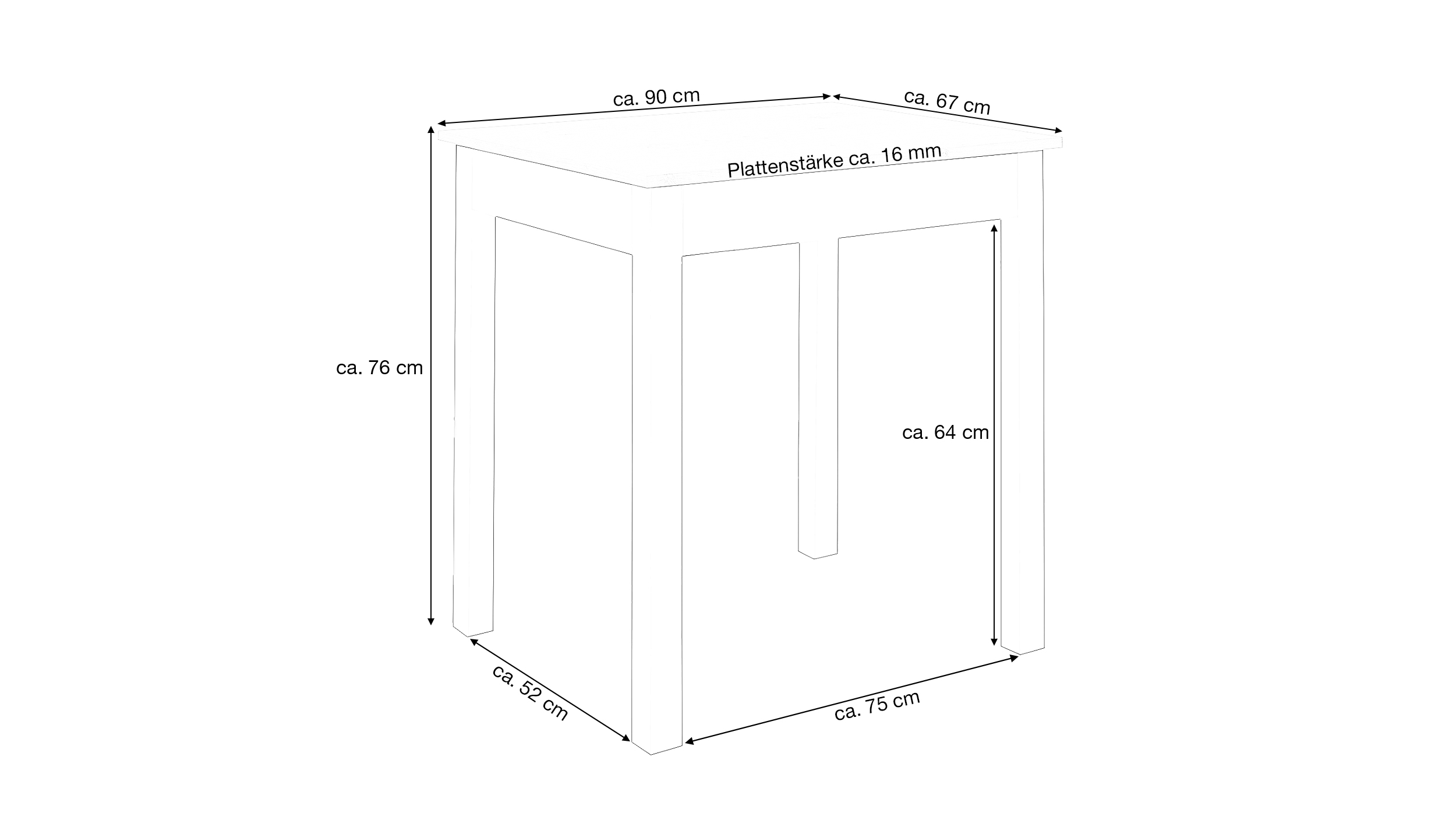 Esstisch 90 x 67 cm weiß - CAPRI
