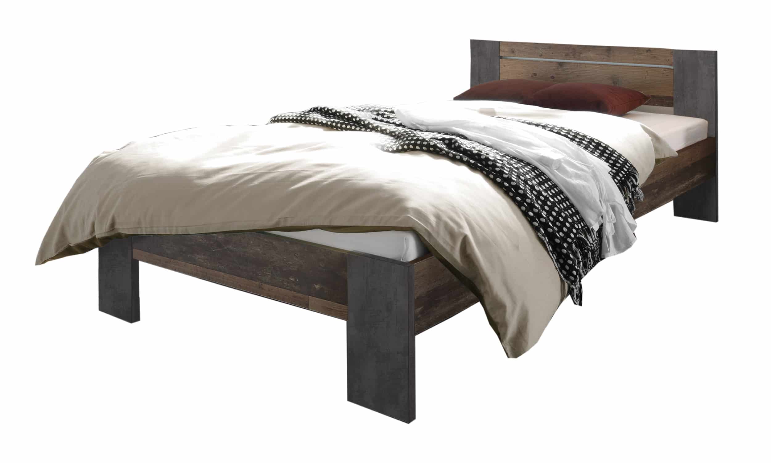 Futonbett 140 x 200 cm Einzelbett Old Wood - Betonoptik - VEGA 