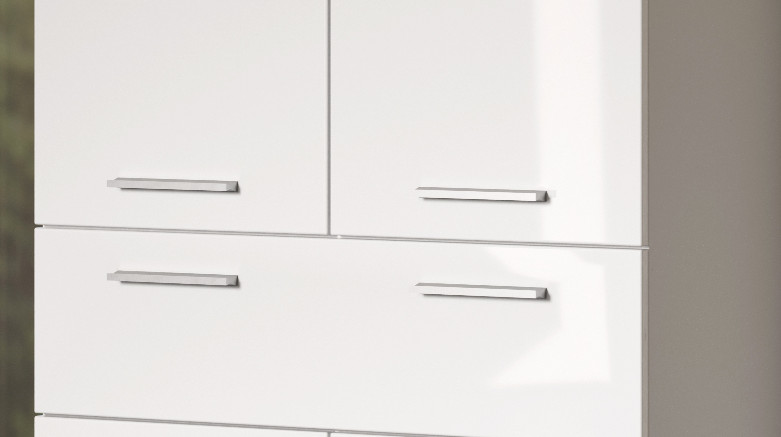 Bad Hochschrank weiß hochglanz 4 Türen 73 cm - AMANDA