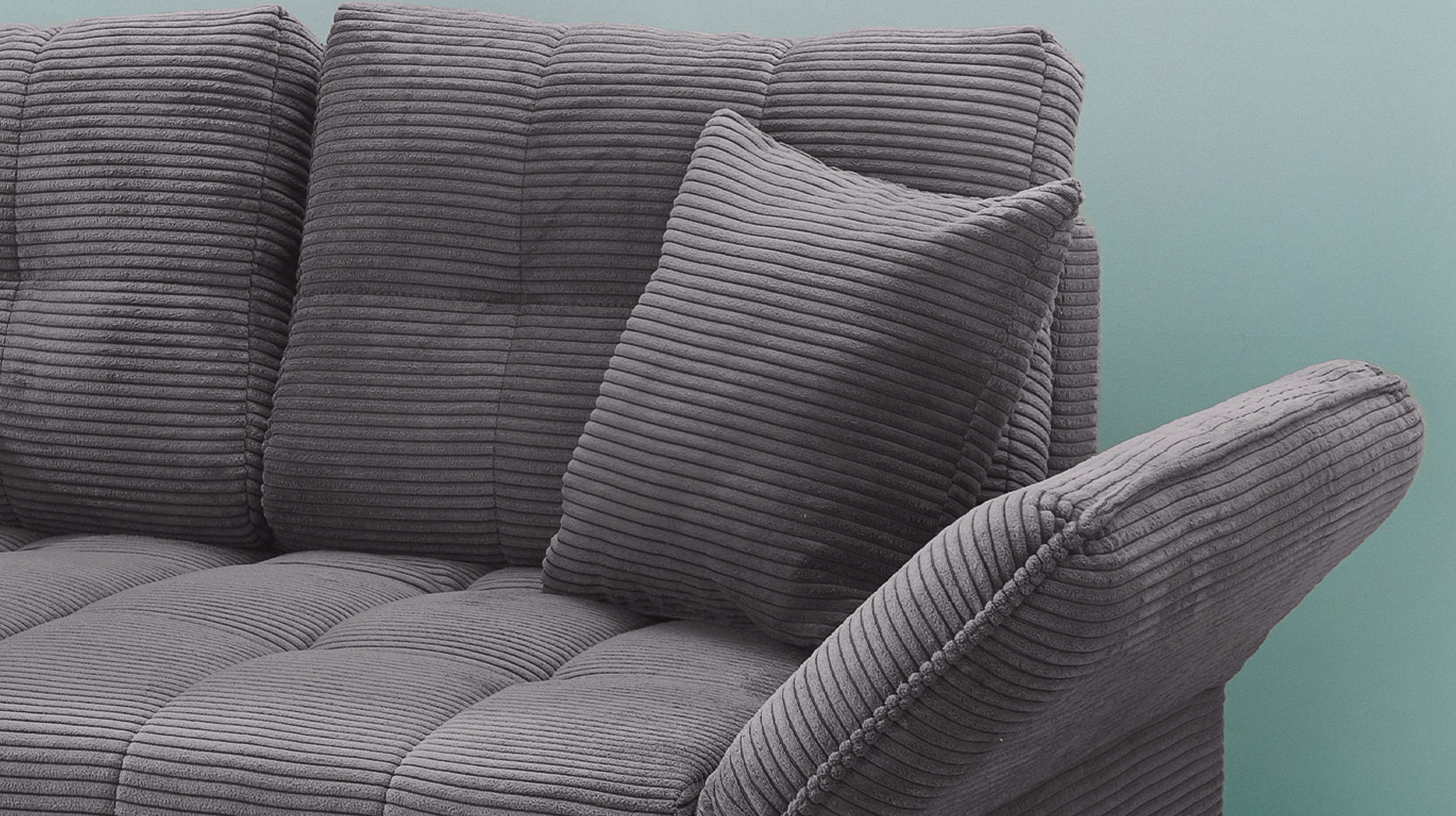 Schlafsofa Cord grau ausziehbar 147 x 105 cm - LEON