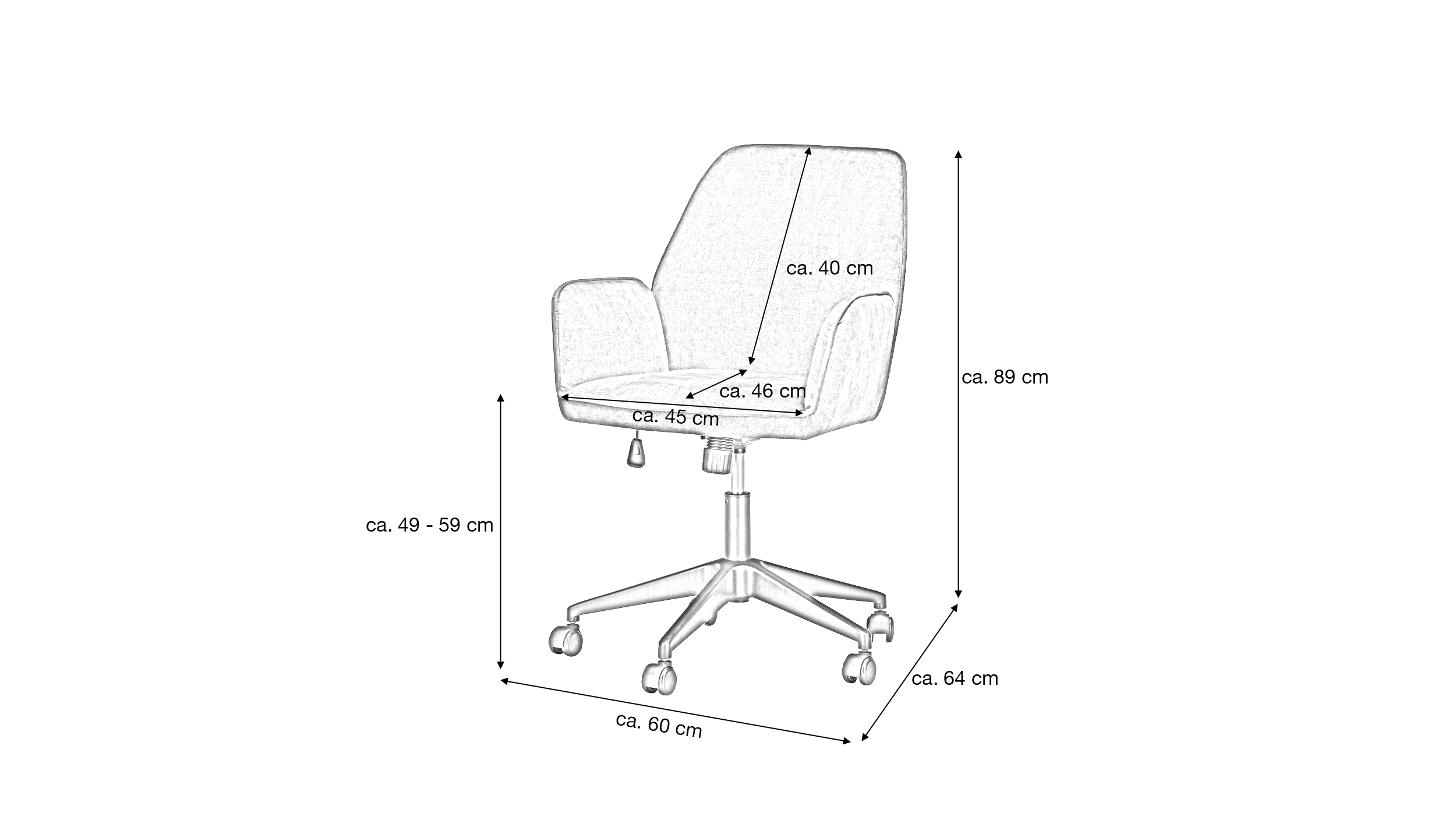 Bürostuhl Drehstuhl höhenverstellbar Veloursoptik anthrazit - OTTAWA
