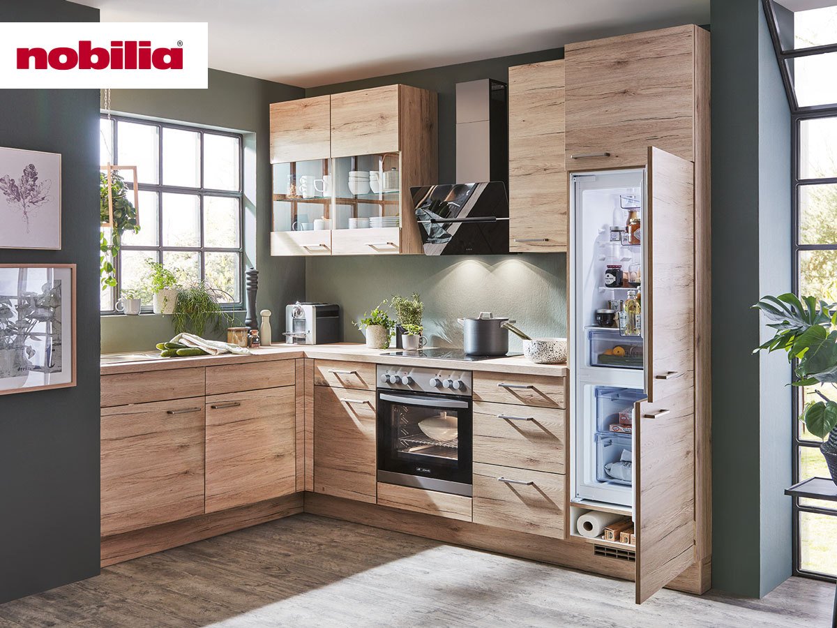 Eckküche 185 x 280 cm - mit Geräten - Küchenfronten matt - RIVA