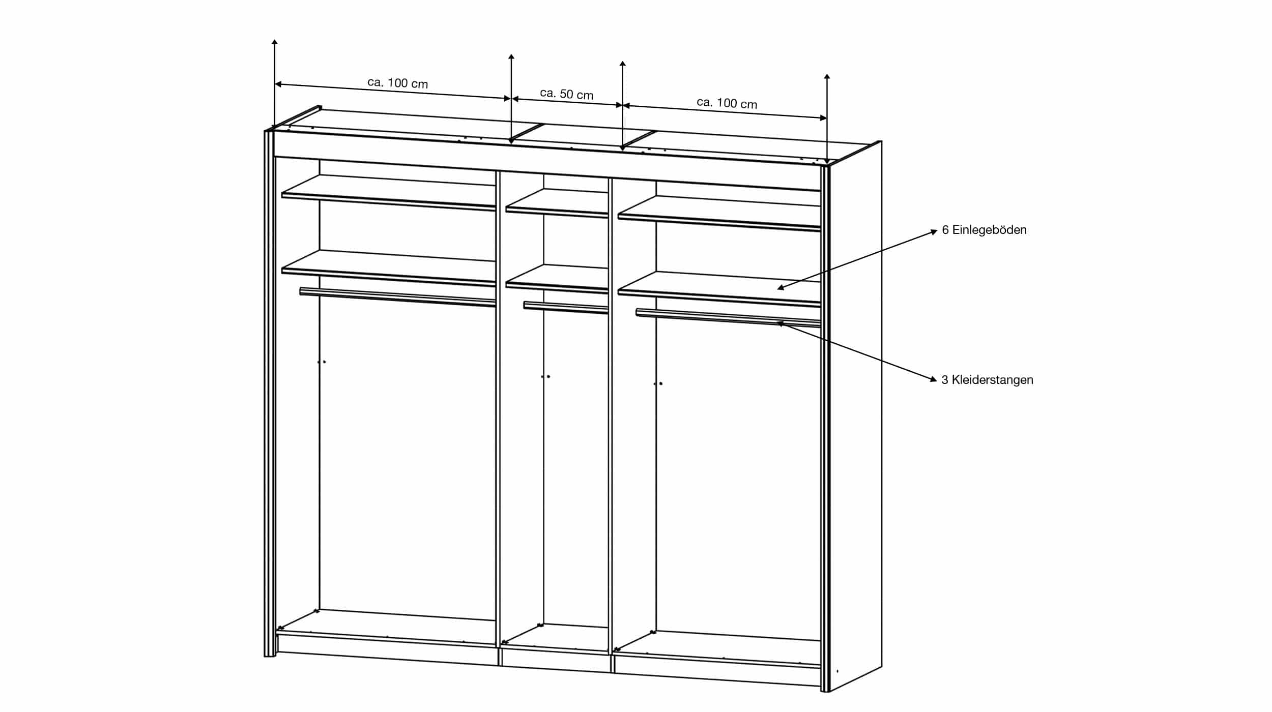 Schwebetürenschrank Sonoma Eiche 250 cm - IMPERIAL
