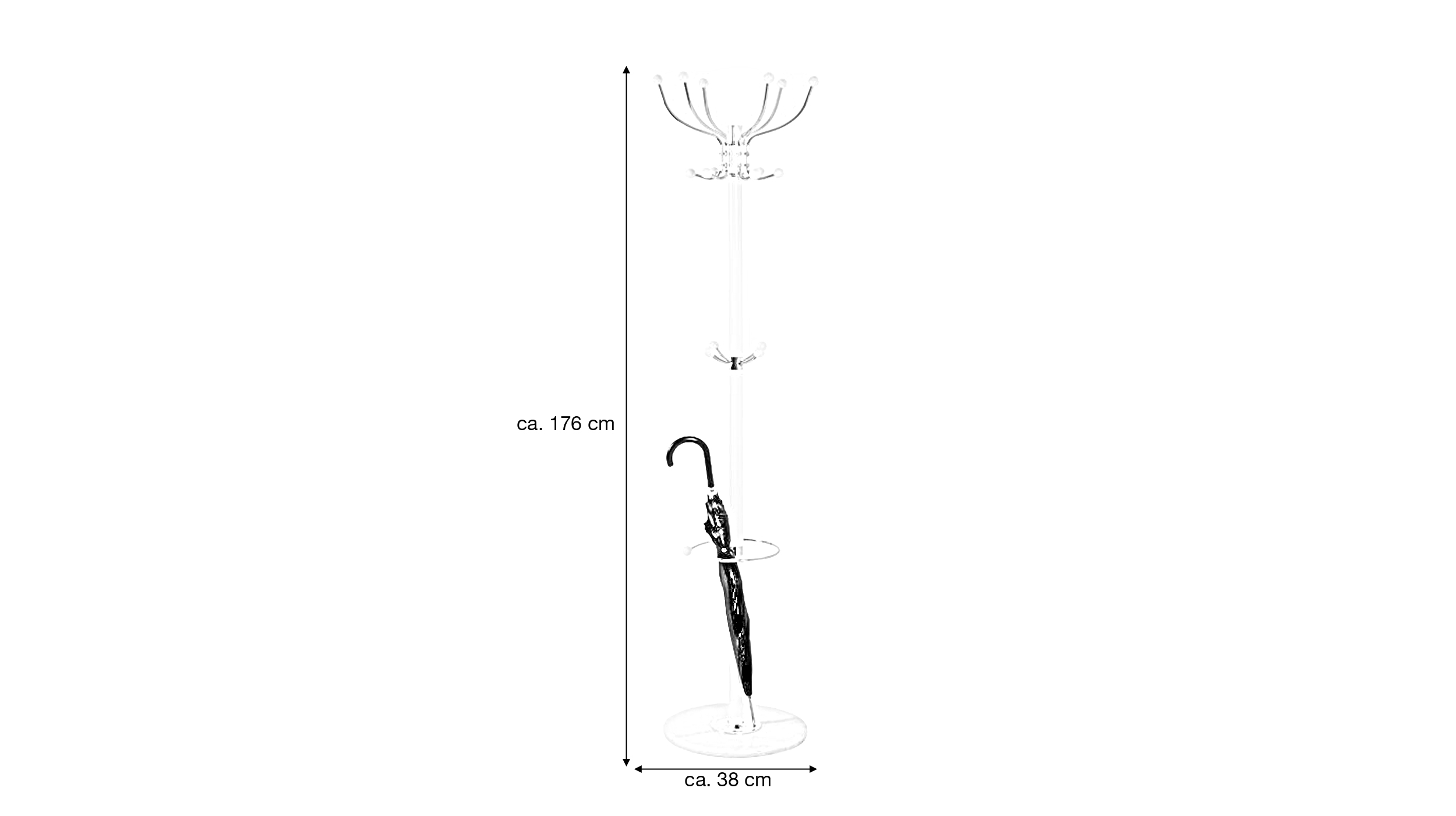 Kleiderständer weiß - chrom 38 cm Breite - MECKIE