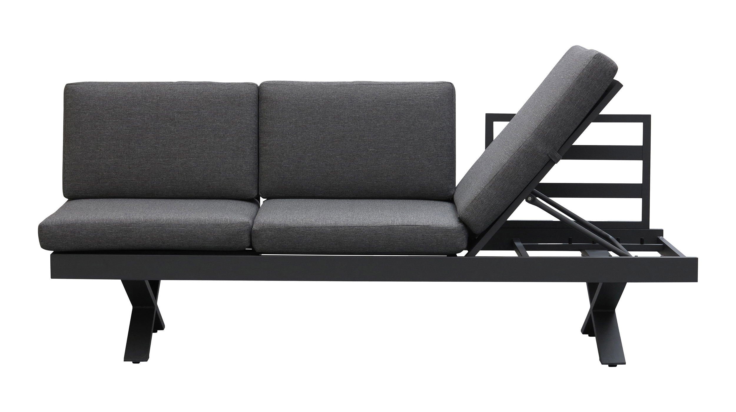 Gartenlounge grau 198 x 72 cm - rechts verstellbar - CALINA