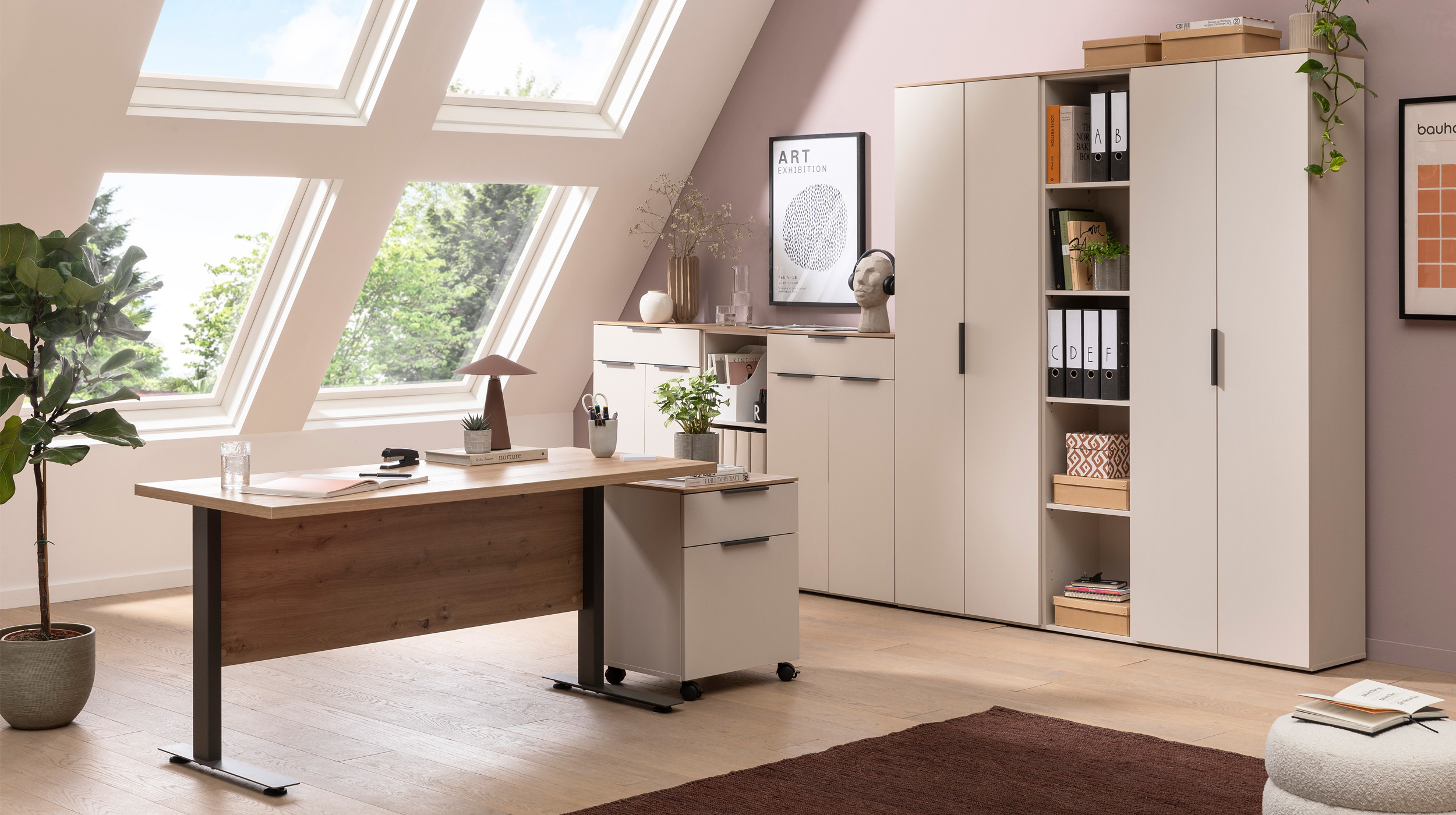 Schreibtisch beige Artisan Eiche 150 x 69 cm - SYNOS