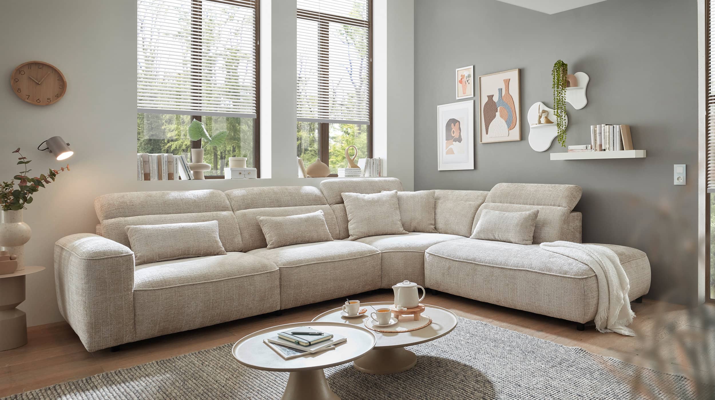 Ecksofa taupe - 339 x 285 cm - MANSFIELD