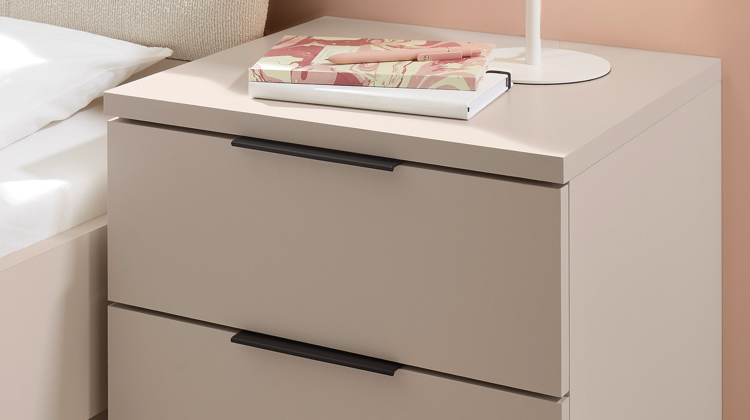 Nachttisch beige 46 x 42 cm - 3 Schubladen - UNIVERSAL