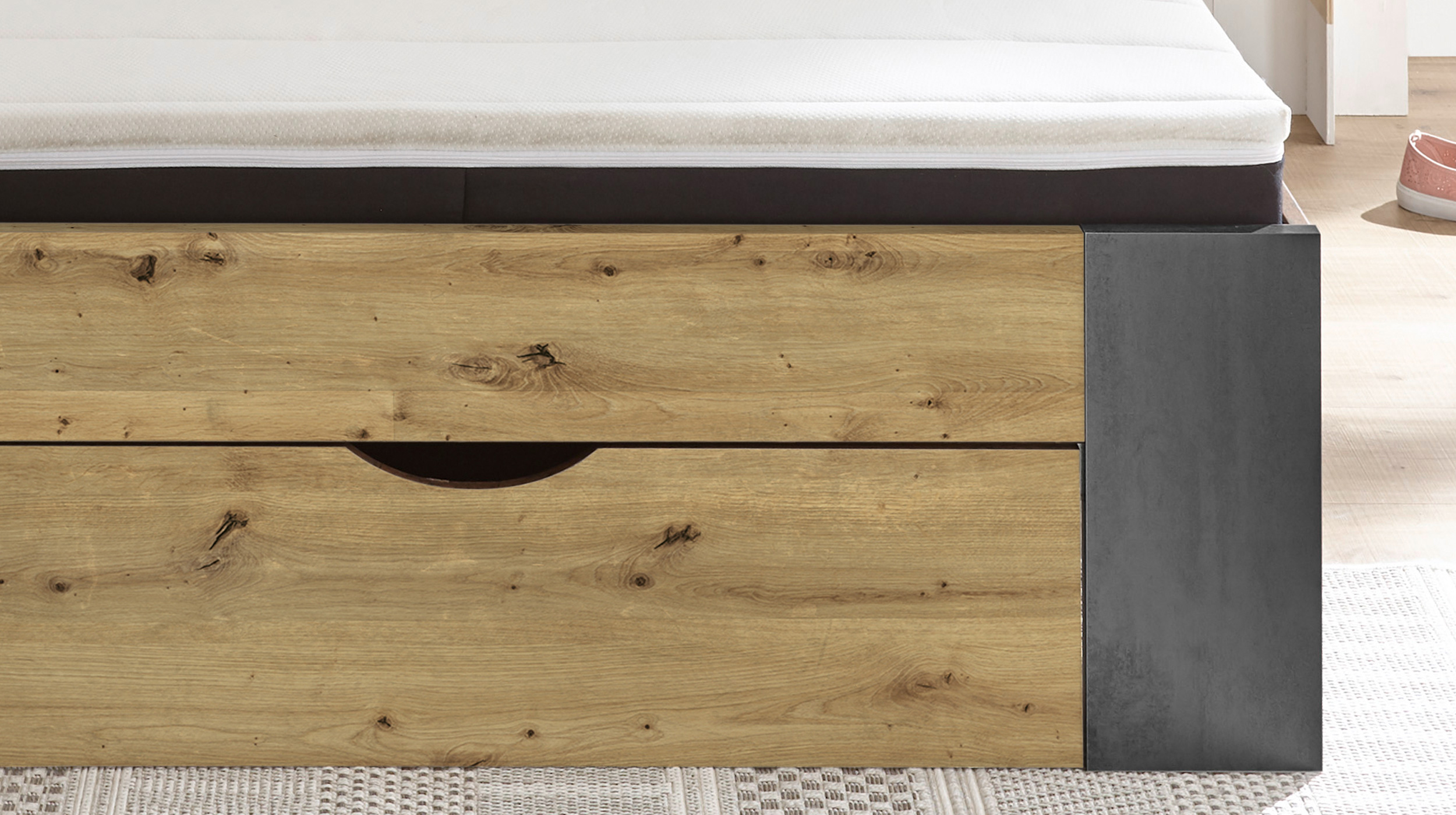 Jugendbett 140 x 200 cm Artisan Eiche - Bettkasten - MARTIN