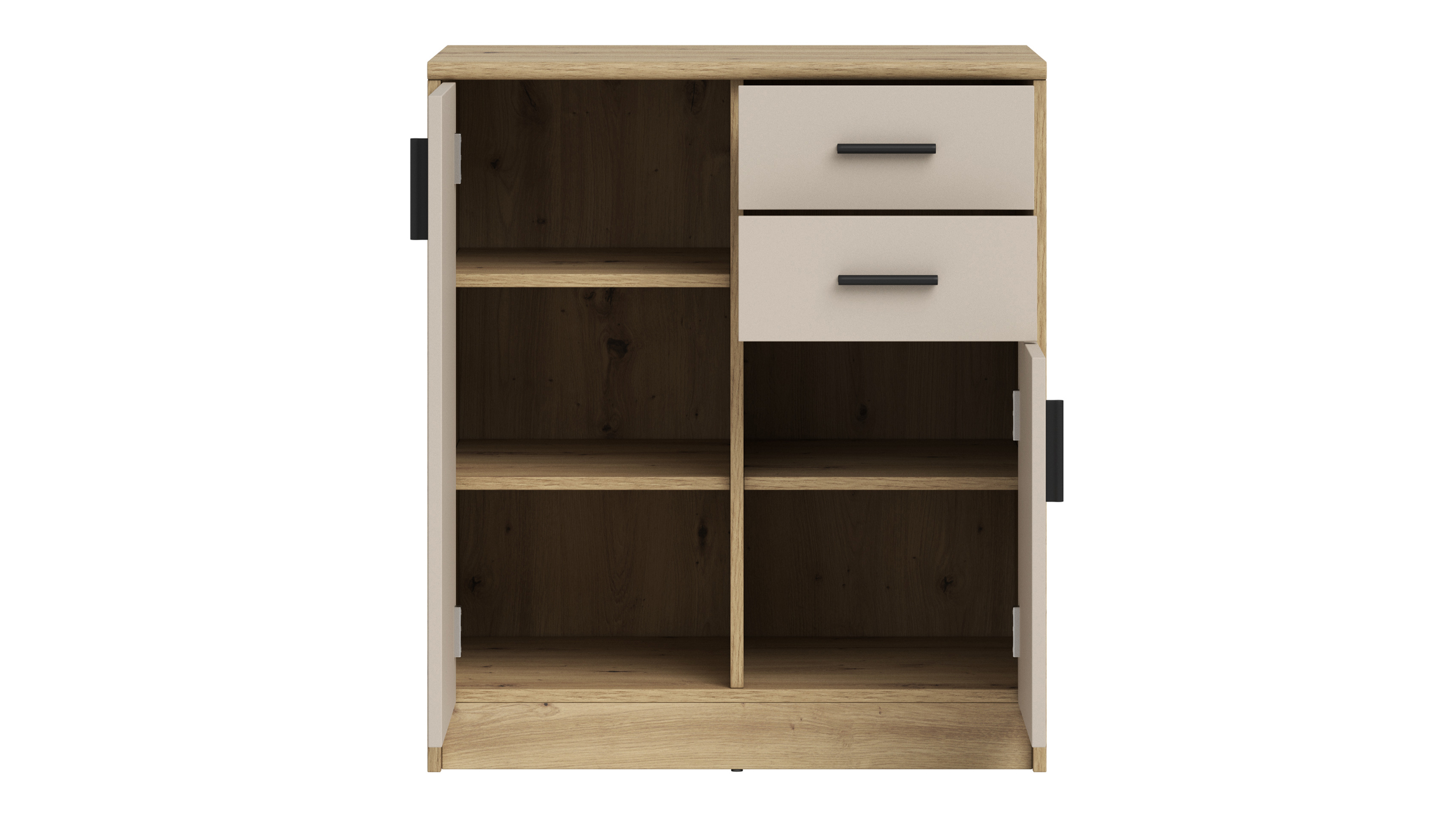 Kommode mit 2 Schubladen beige - Artisan Eiche 74 x 50 cm - NELLY