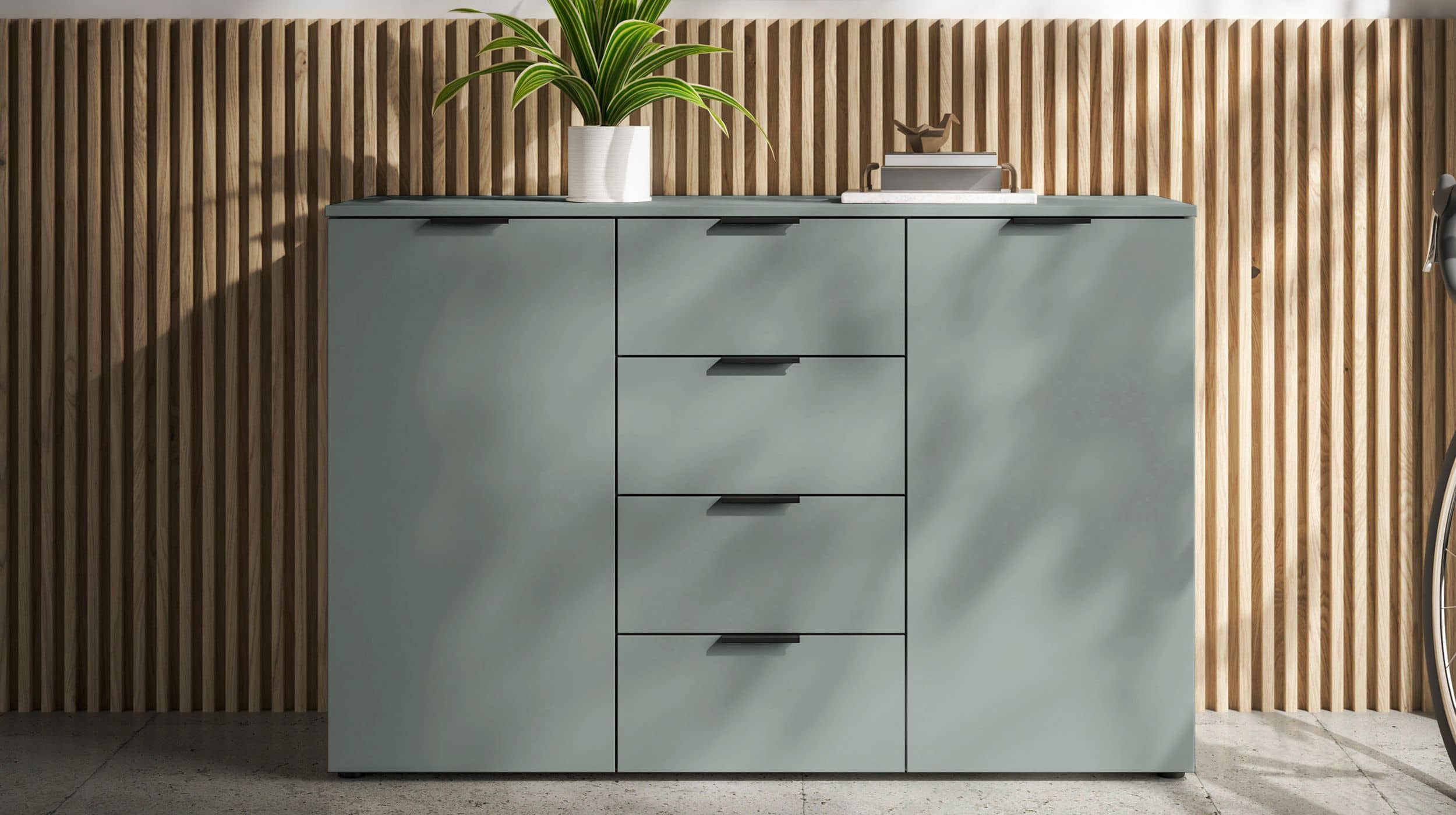 Kommode mit 4 Schubladen grün 135 x 40 cm - LINZ