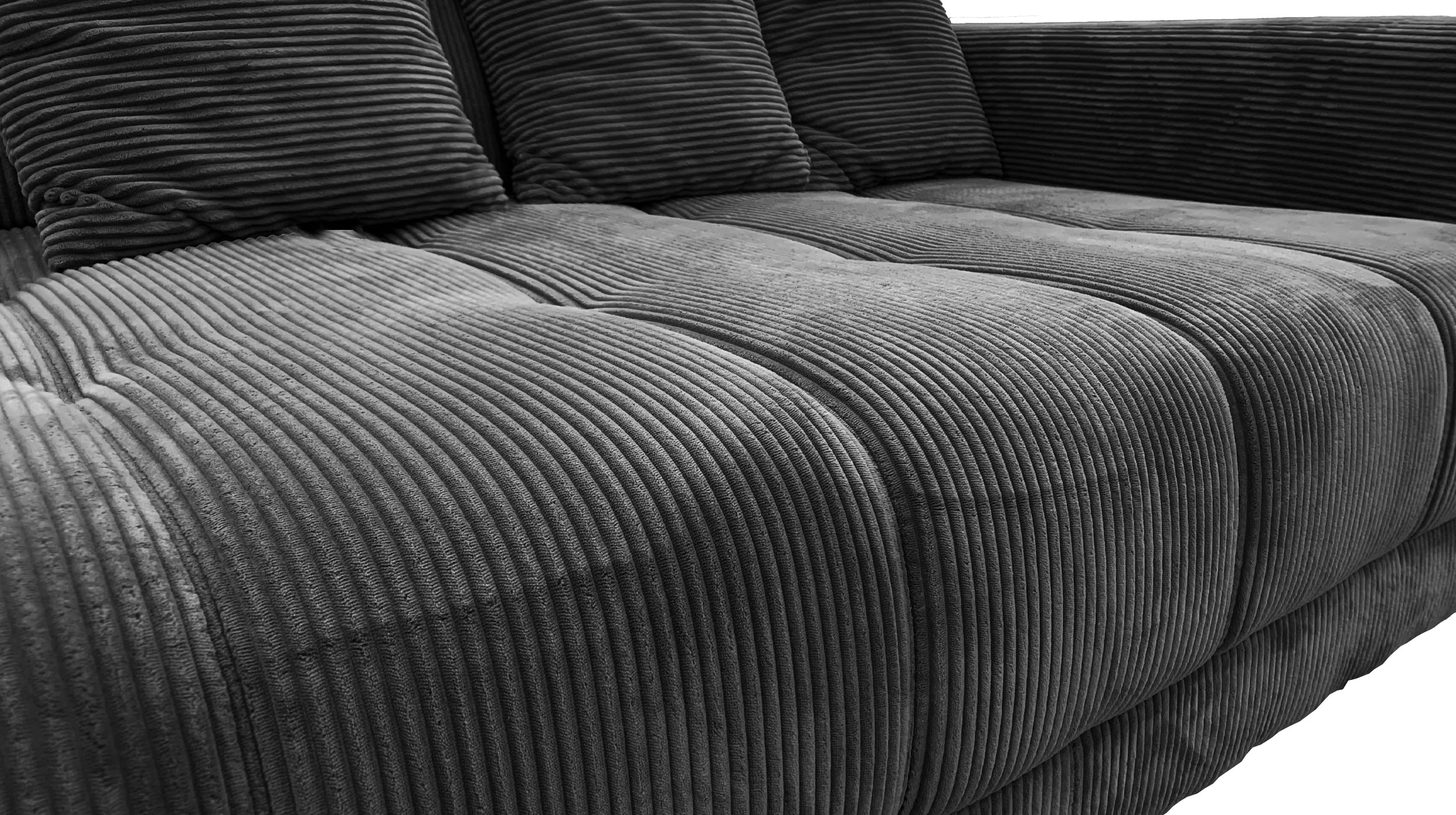 Ecksofa Cord grau elektrisch ausfahrbar 300 cm - OT links - ARTEMIS