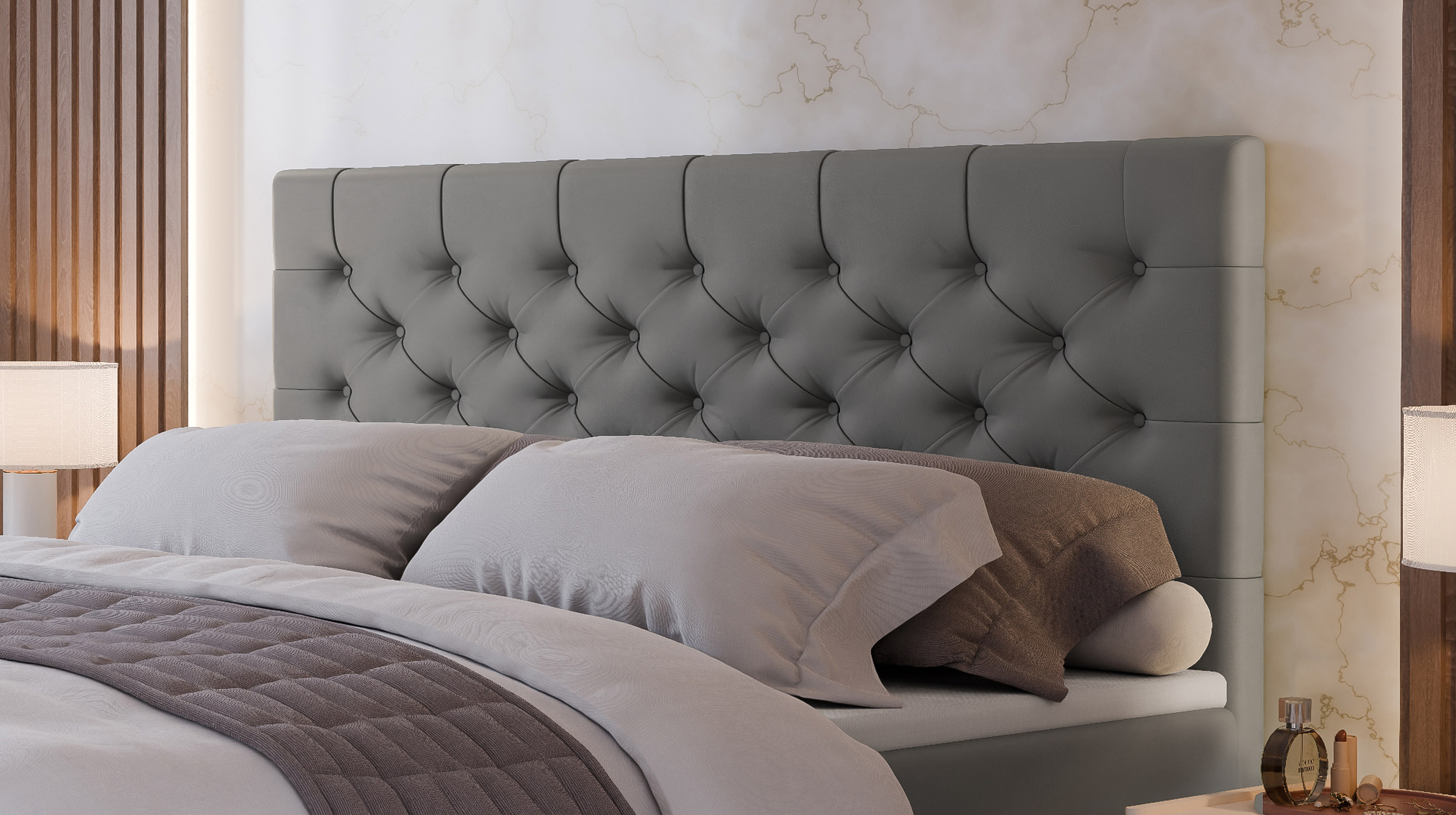 Boxspringbett 180 x 200 cm Stoffbezug grau - EVORA