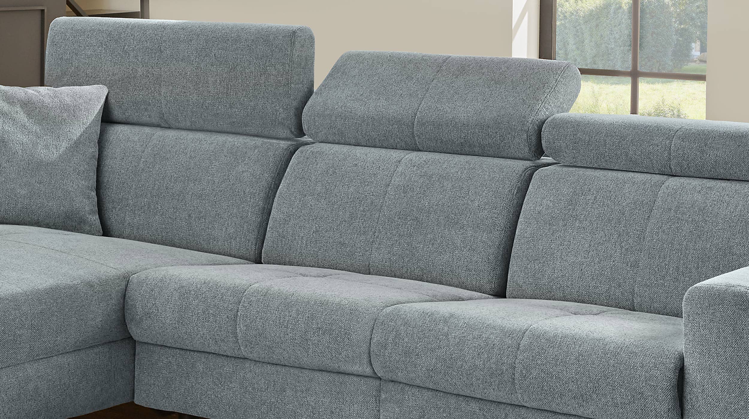 Ecksofa grau 301 x 184 cm mit Relaxfunktion - MONACO