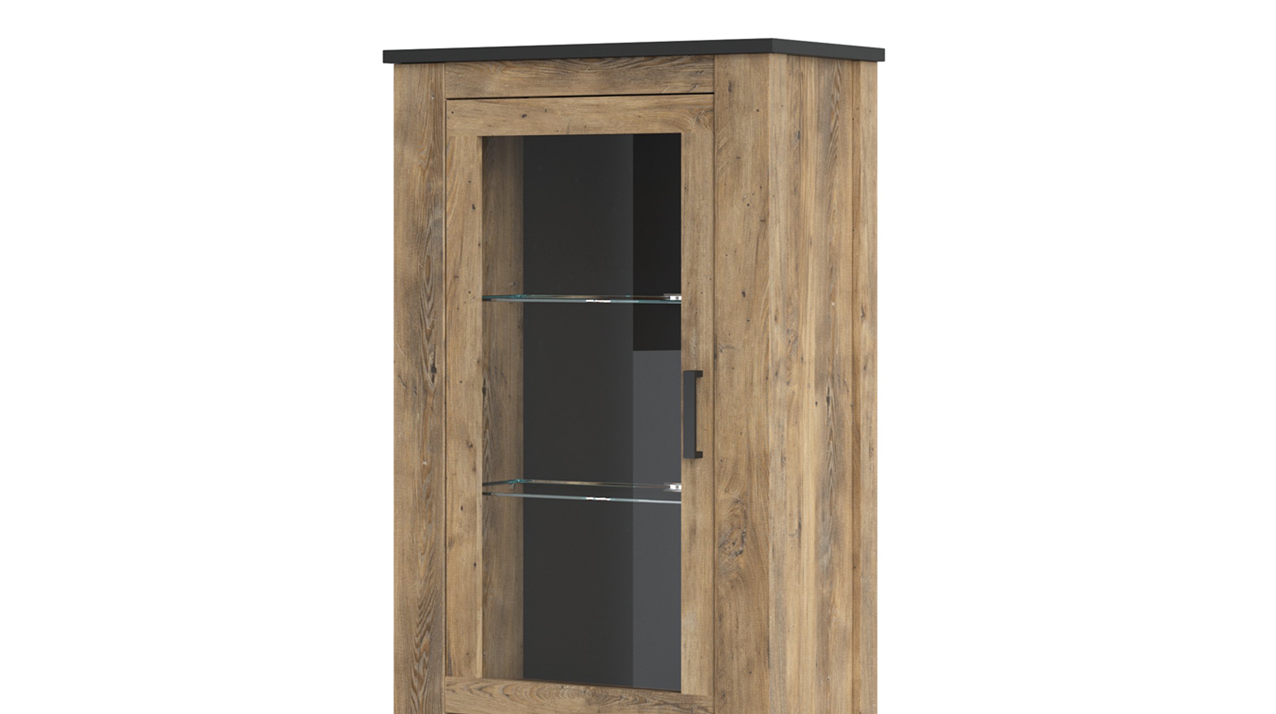Vitrine mit Glastür Kastanie - grau Breite 74 cm - RAPALLO
