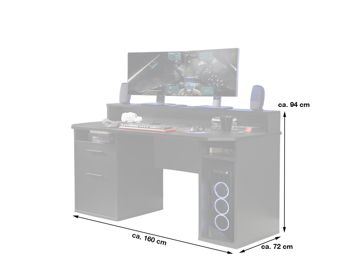 Gaming Tisch 160 cm Computerschreibtisch schwarz - TEZAUR