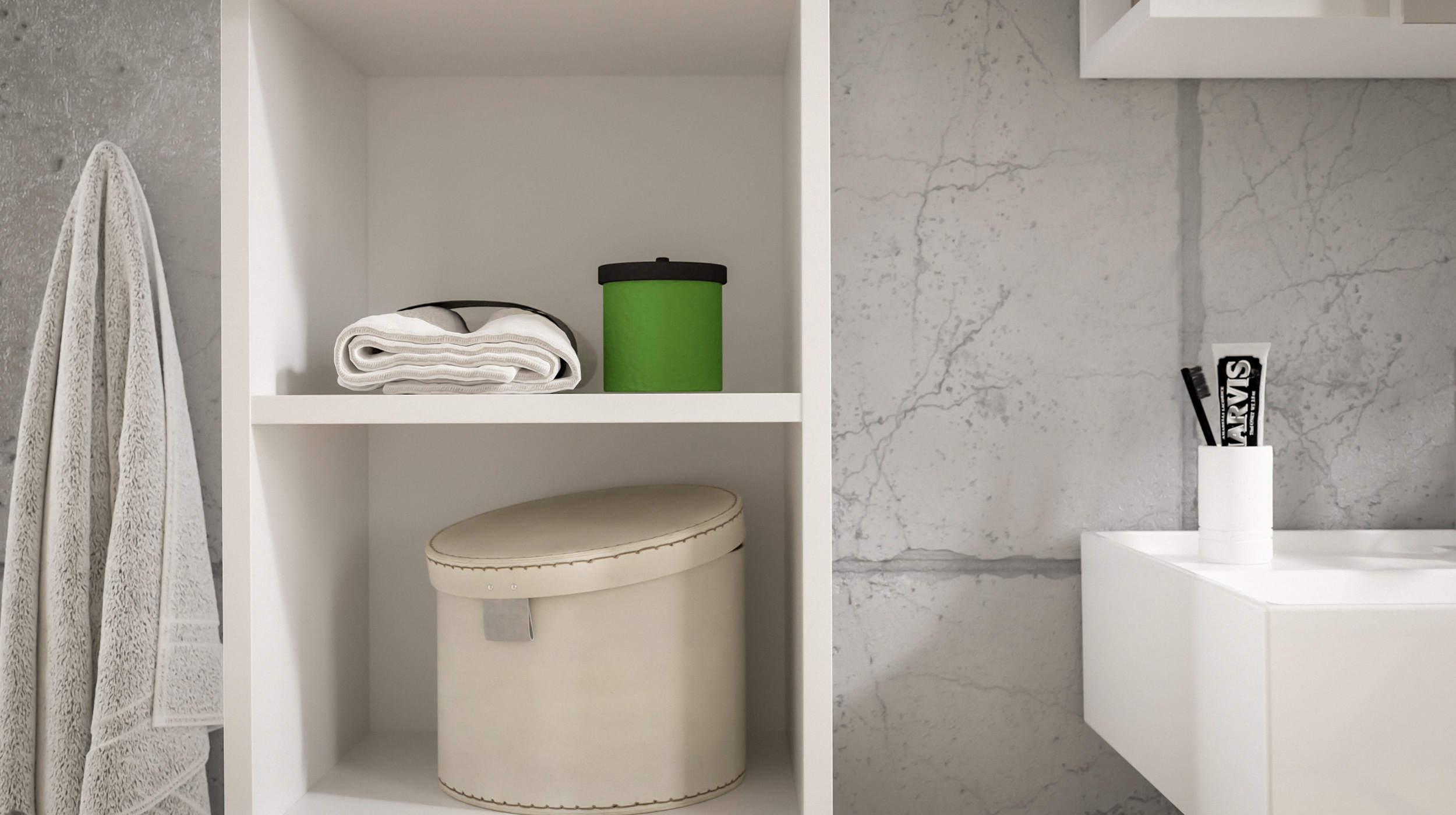 Bad Hochschrank weiß hochglanz 2 Türen Breite 34 cm - MANDY