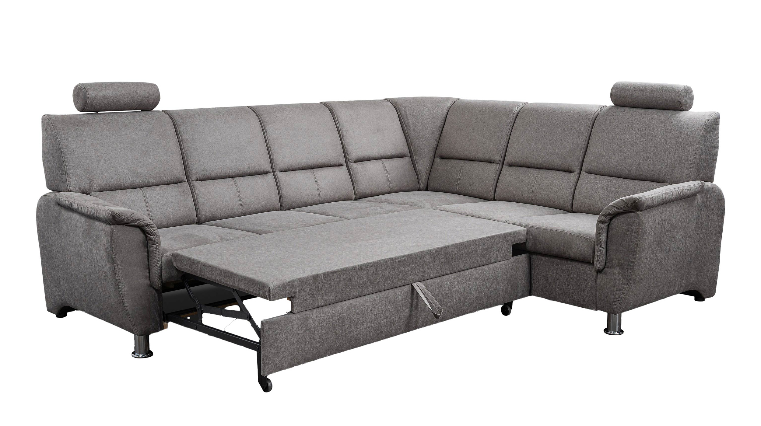 Ecksofa mit Schlaffunktion grau Bettkasten 270 cm - NEVADA 