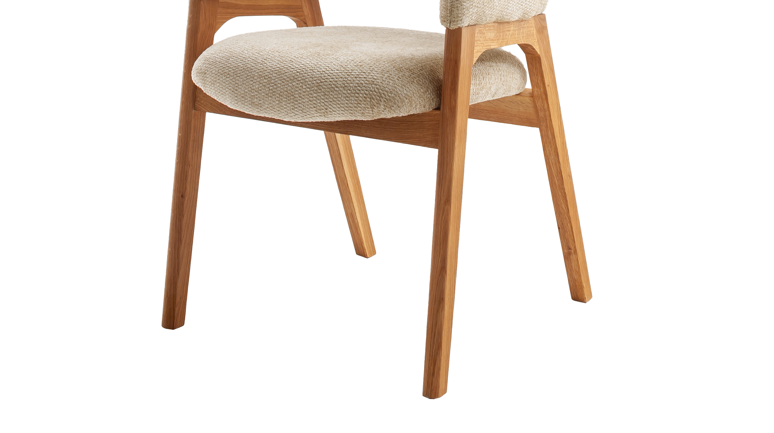 Armlehnstuhl beige Stoffbezug - Wildeiche massiv geölt - ALPENA