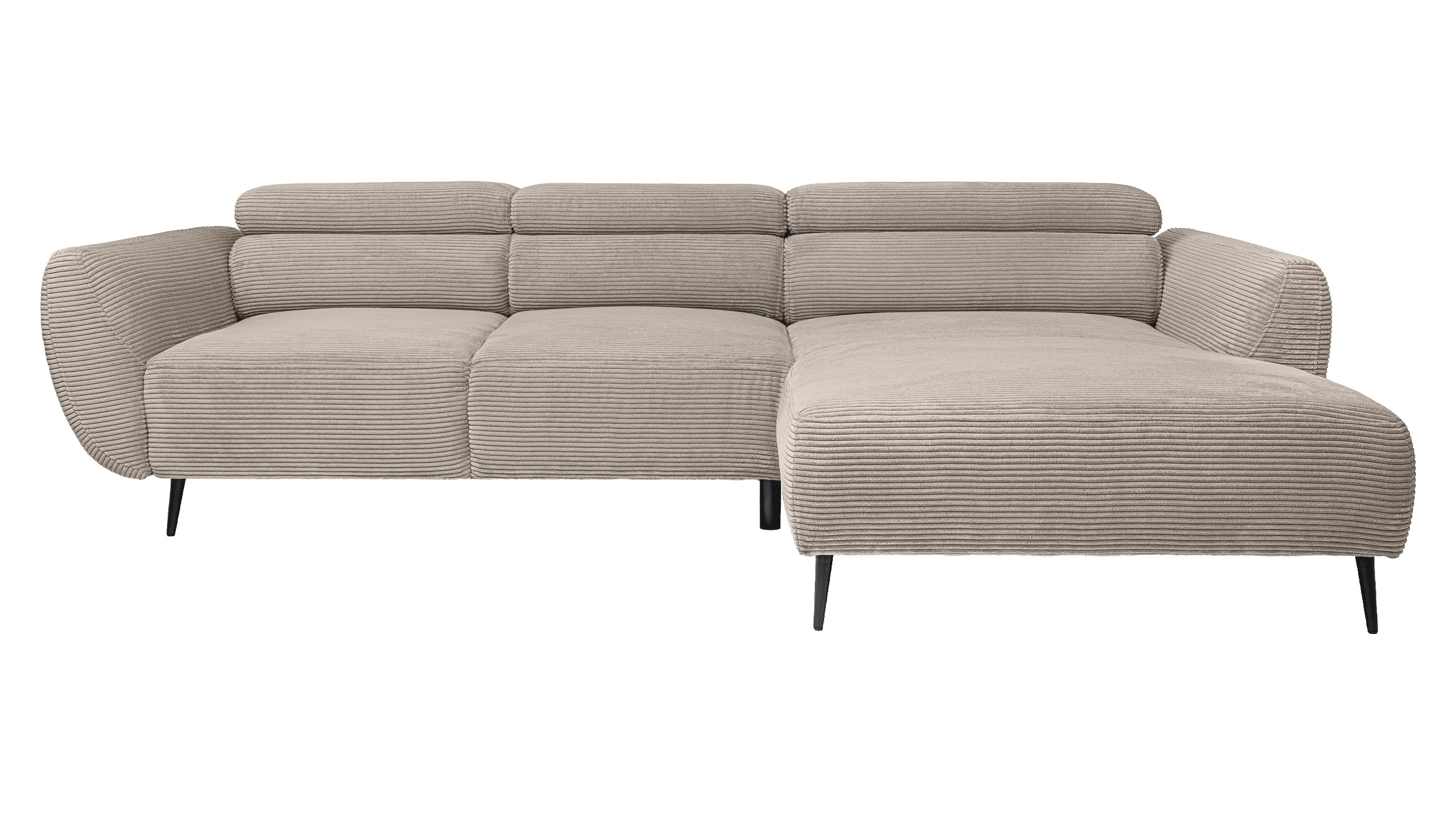 Ecksofa Cord beige elektrisch ausfahrbar 277 cm - OT- rechts - ALISSON