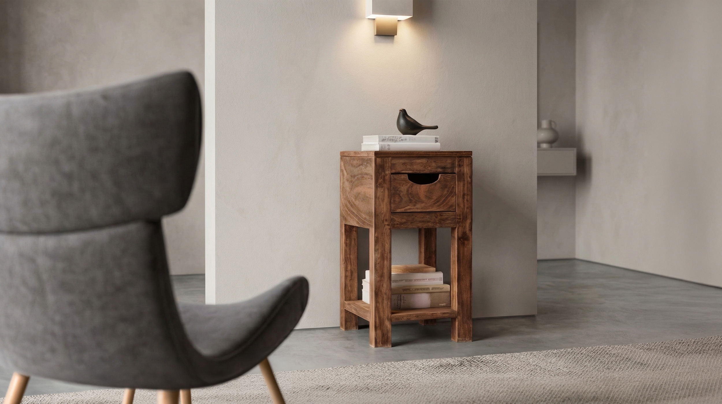 Beistelltisch Mango massiv gebeizt - montiert - MANGALA