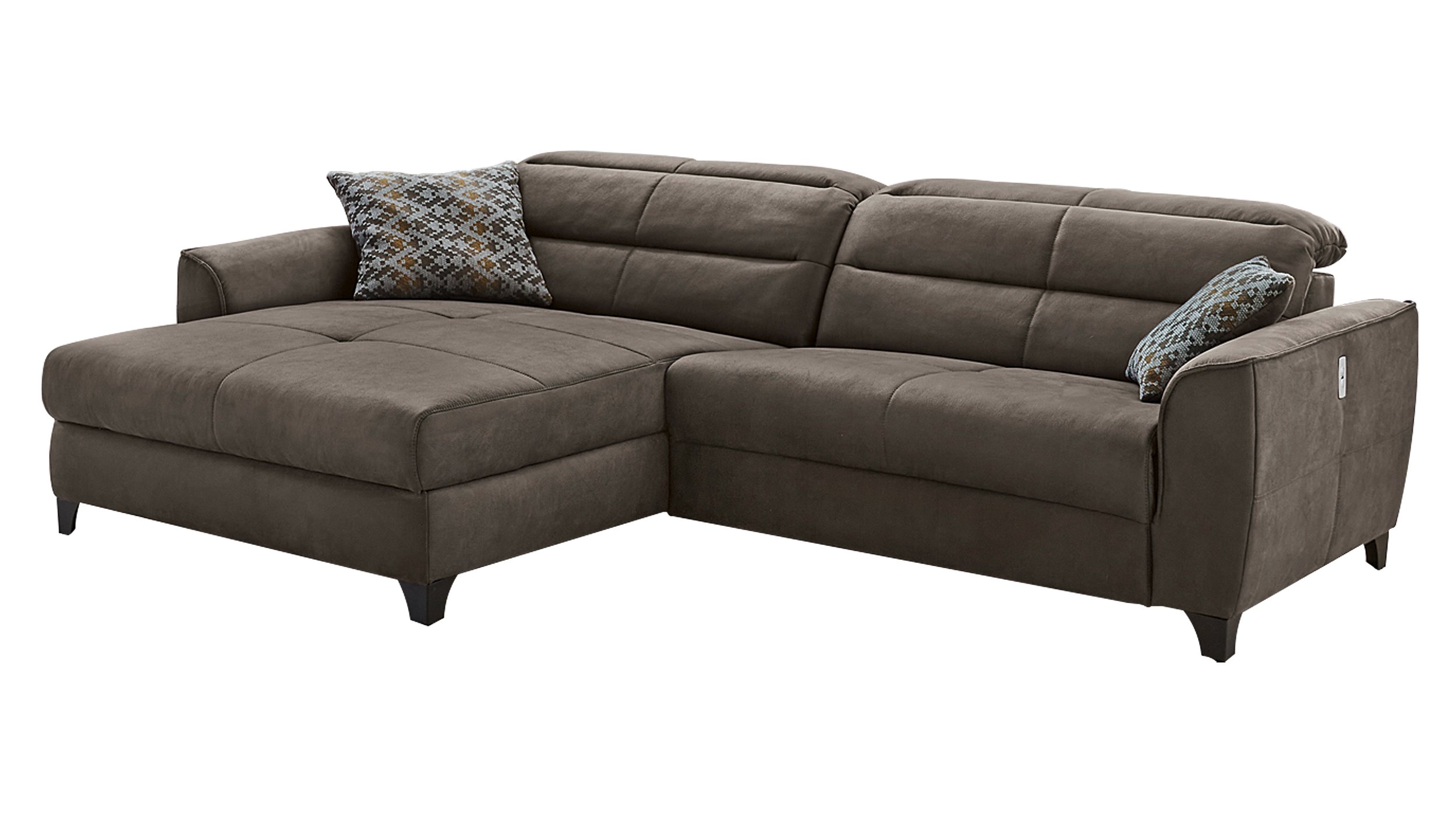 Ecksofa mit Relaxfunktion braun 289 x 184 cm - DOUBLE-ONE