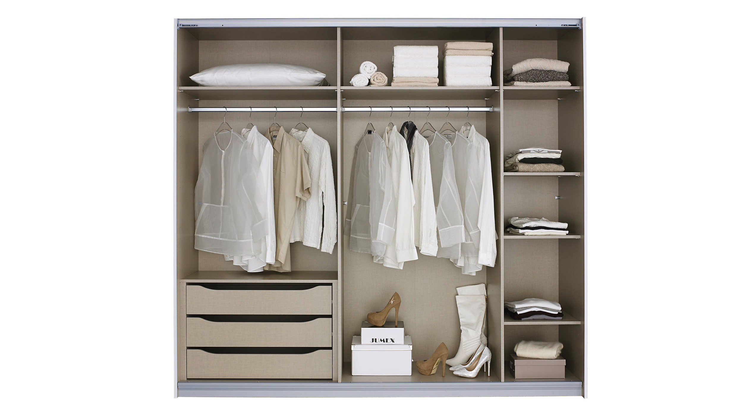 Schwebetürenschrank beige Glas 226 cm 2-türig - rauch - QUADRA