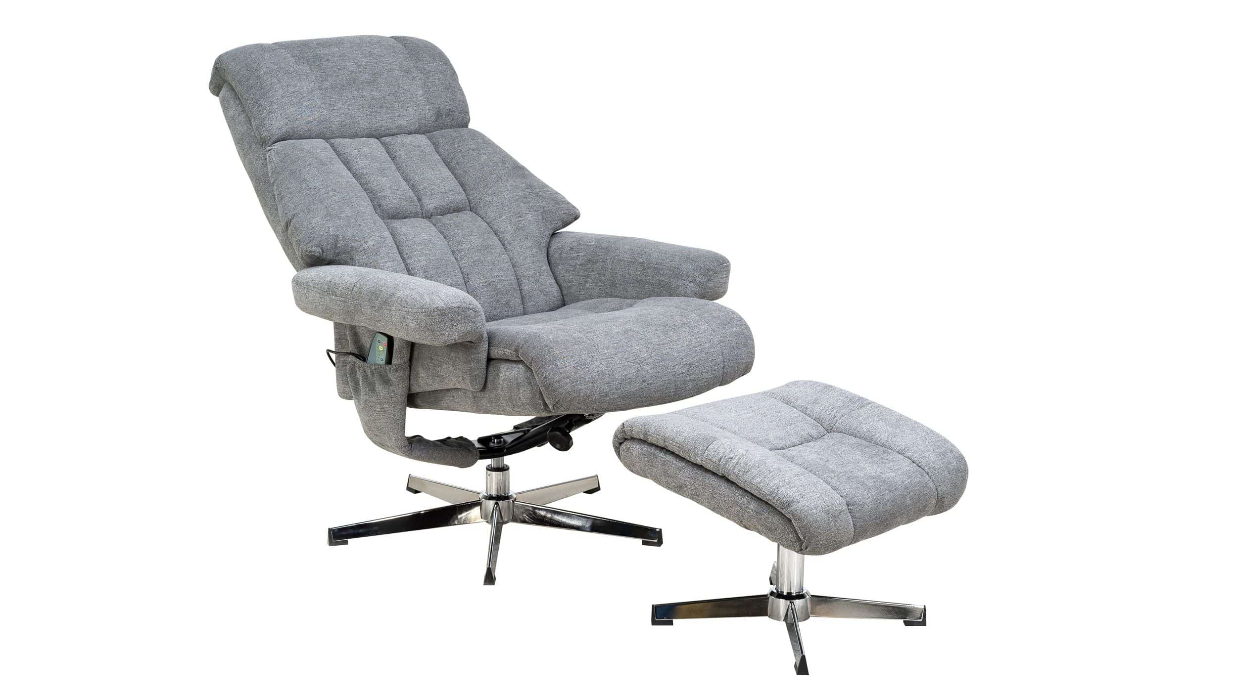 Relaxsessel mit Hocker grau Microfaser drehbar - NEOL