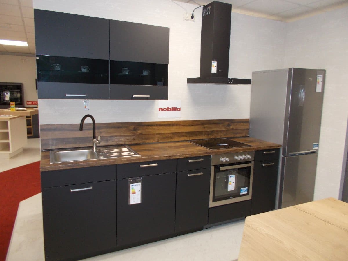 Küchenzeile 260 + 60  cm - mit Geräten - Küchenfronten Lack matt - EASYTOUCH