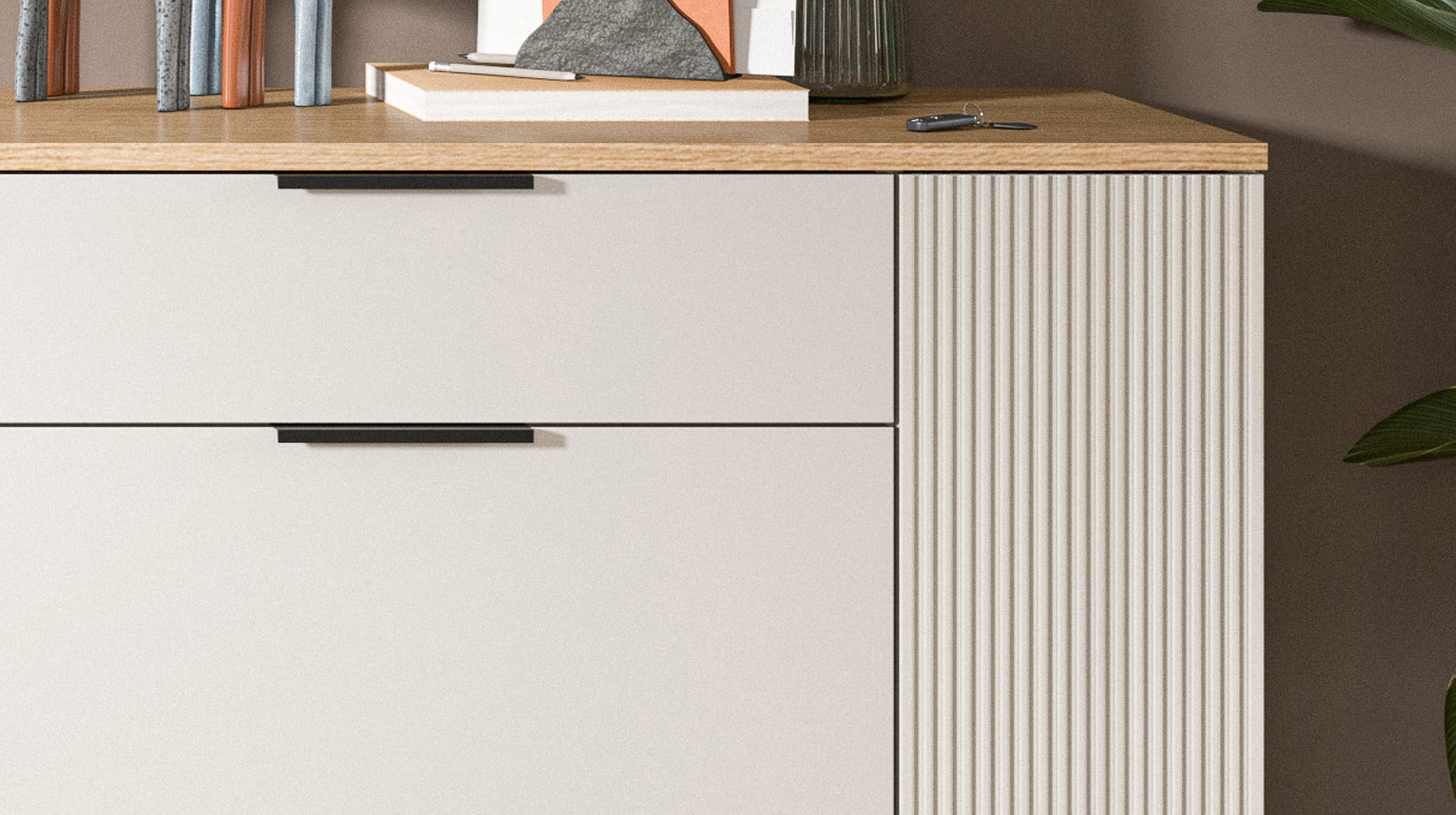 Kommode mit Schublade beige Evoke Eiche 80 cm - SLIDE