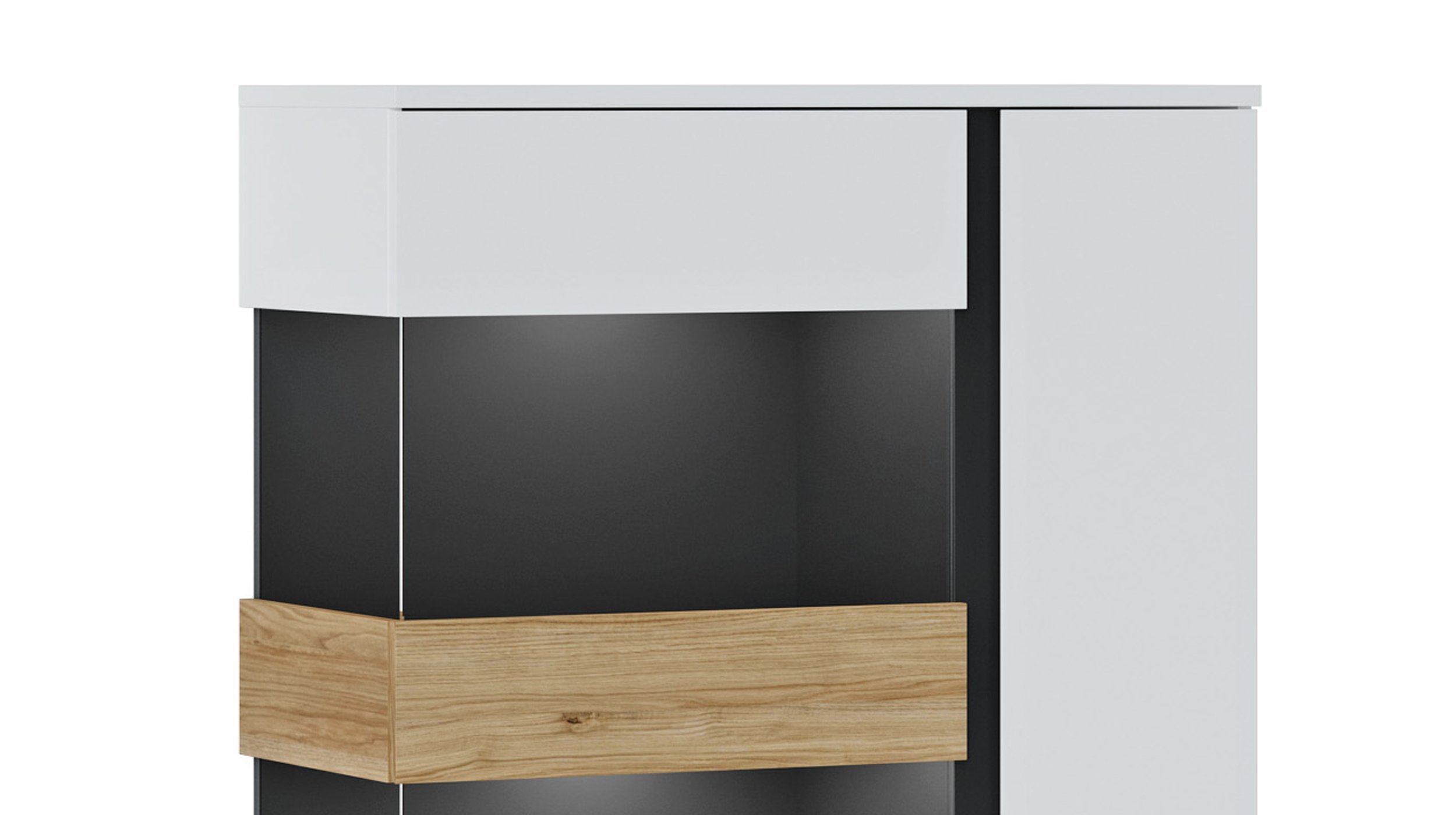 Vitrine mit Glastür alpinweiß - Catania Eiche Breite 98 cm - NOVENA