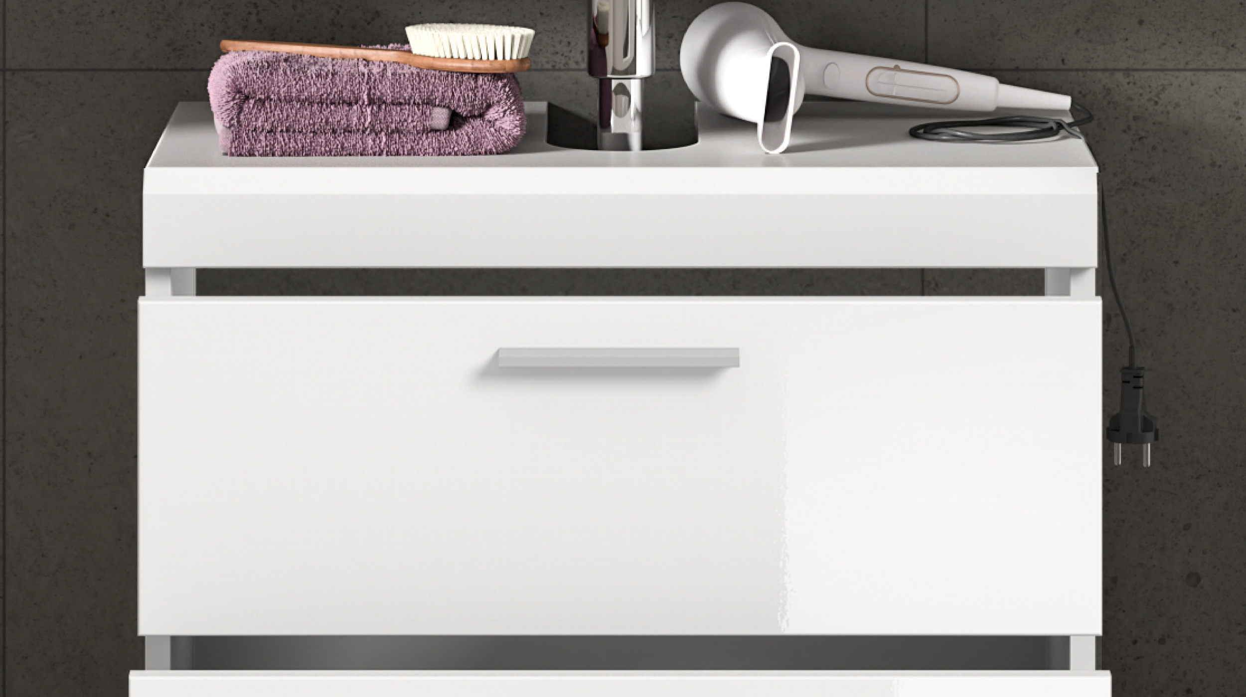 Waschbeckenunterschrank weiß hochglanz - 60 cm - SCOUT