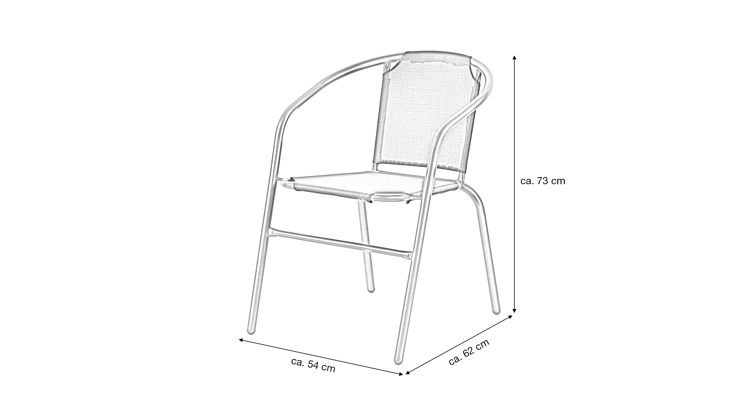 Gartenstuhl anthrazit 54 x 62 cm mit Armlehnen - stapelbar - ELENA