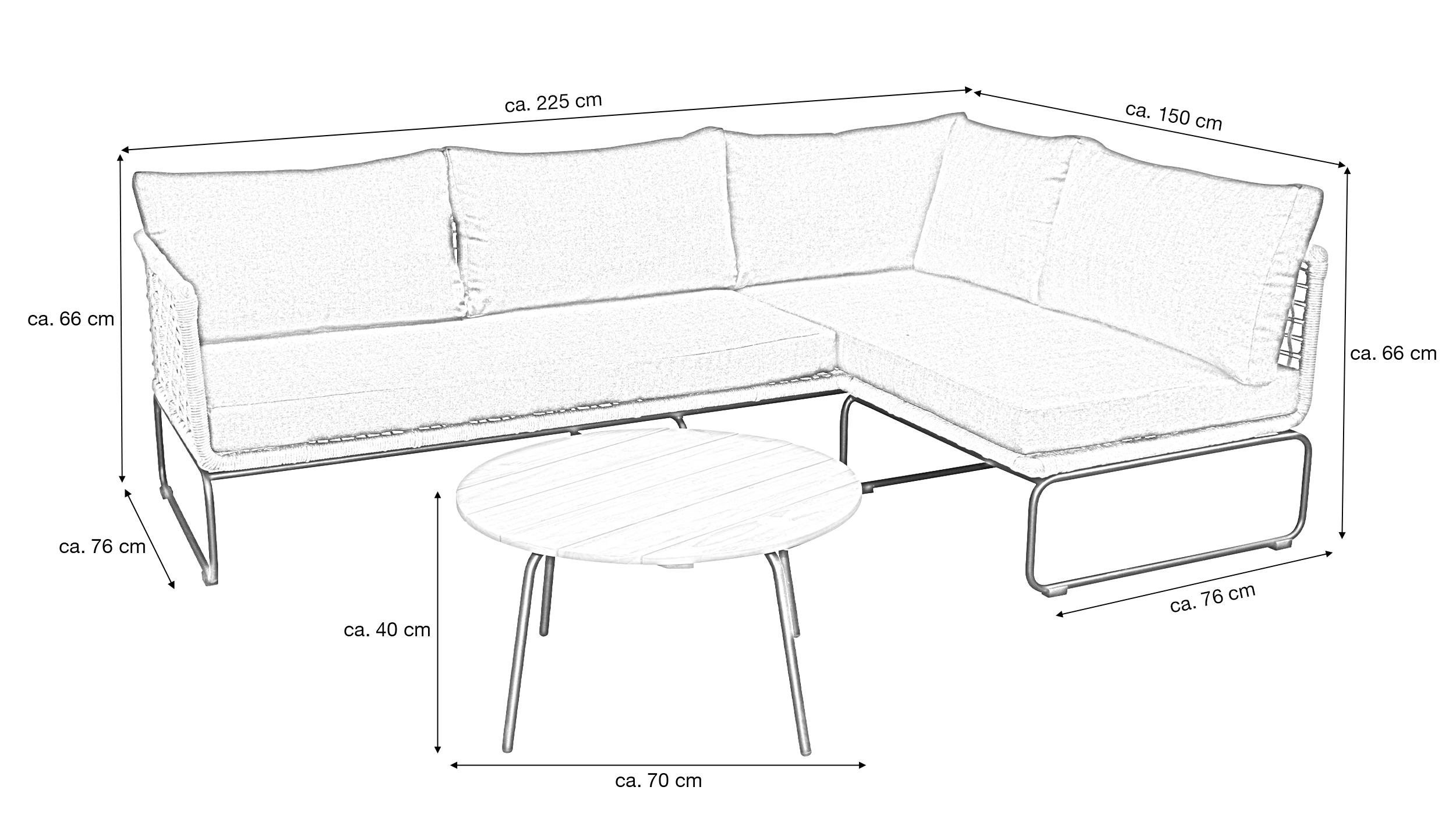Gartenmöbel Set 3-teilig Teak Holz Tisch 70 x 40 cm - SERENO