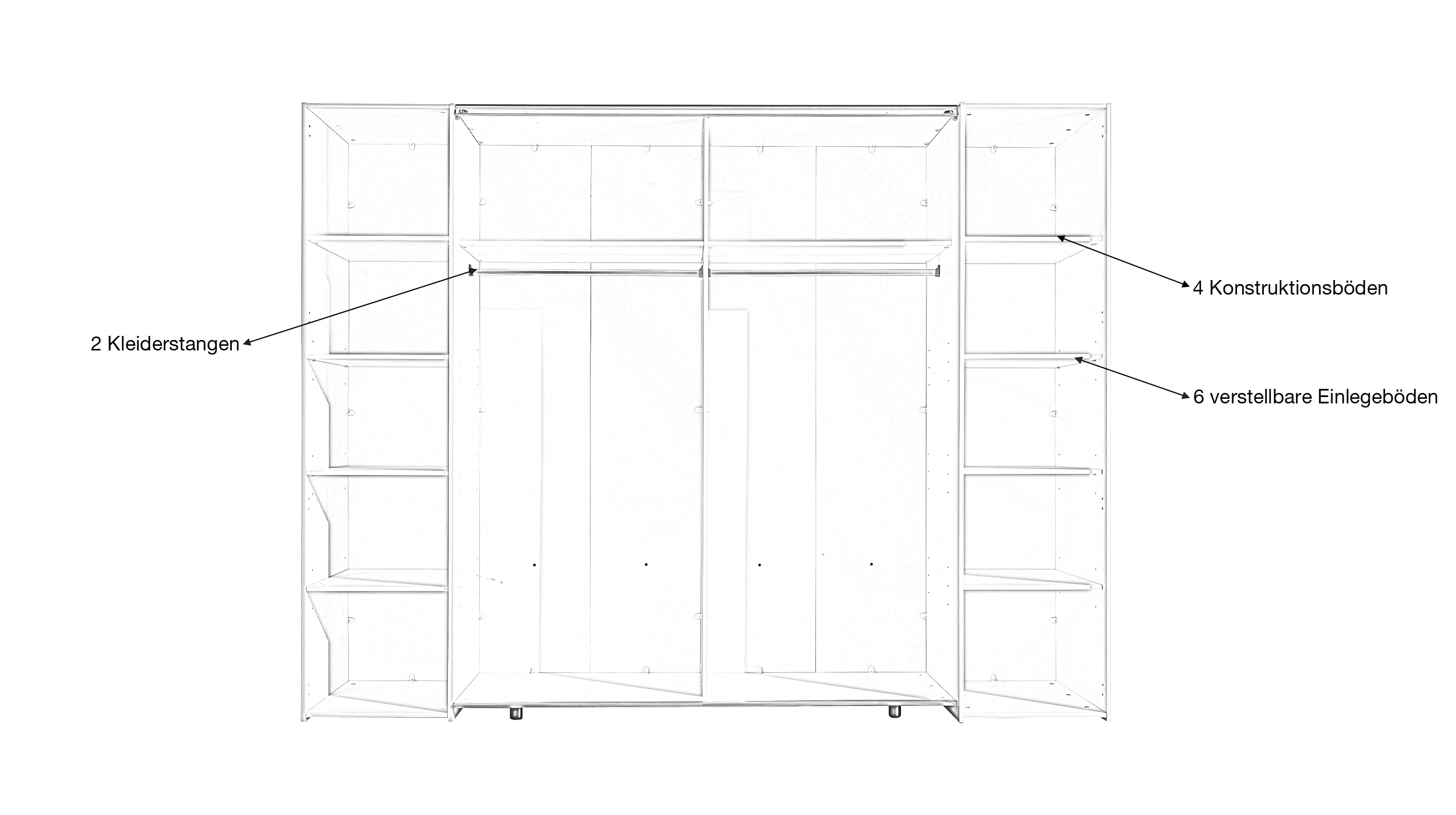 Kleiderschrank weiß - 267 cm - Schwebetüren - MATURS