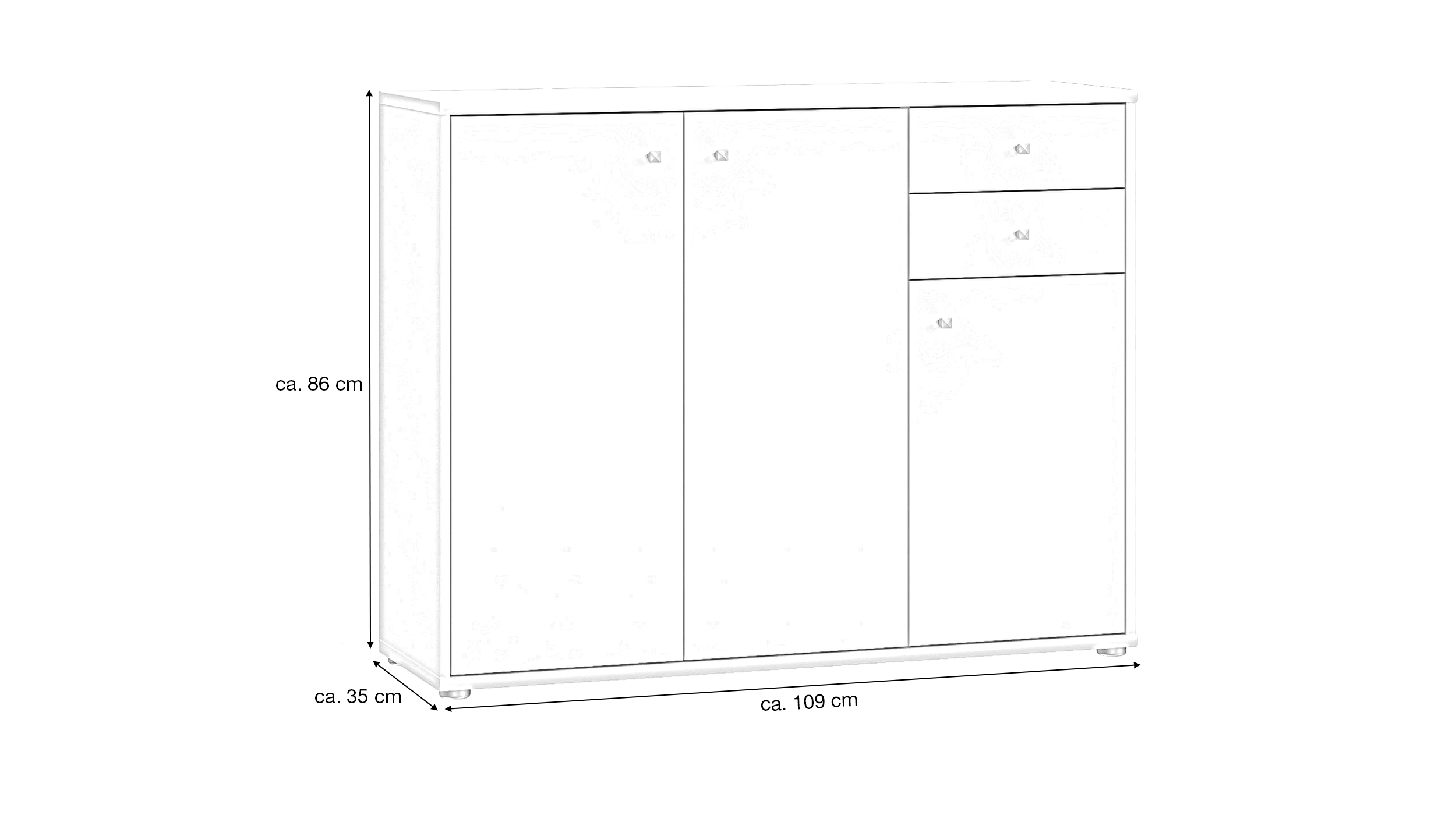 Kommode mit Schubladen weiß 109 cm - TEMPRA