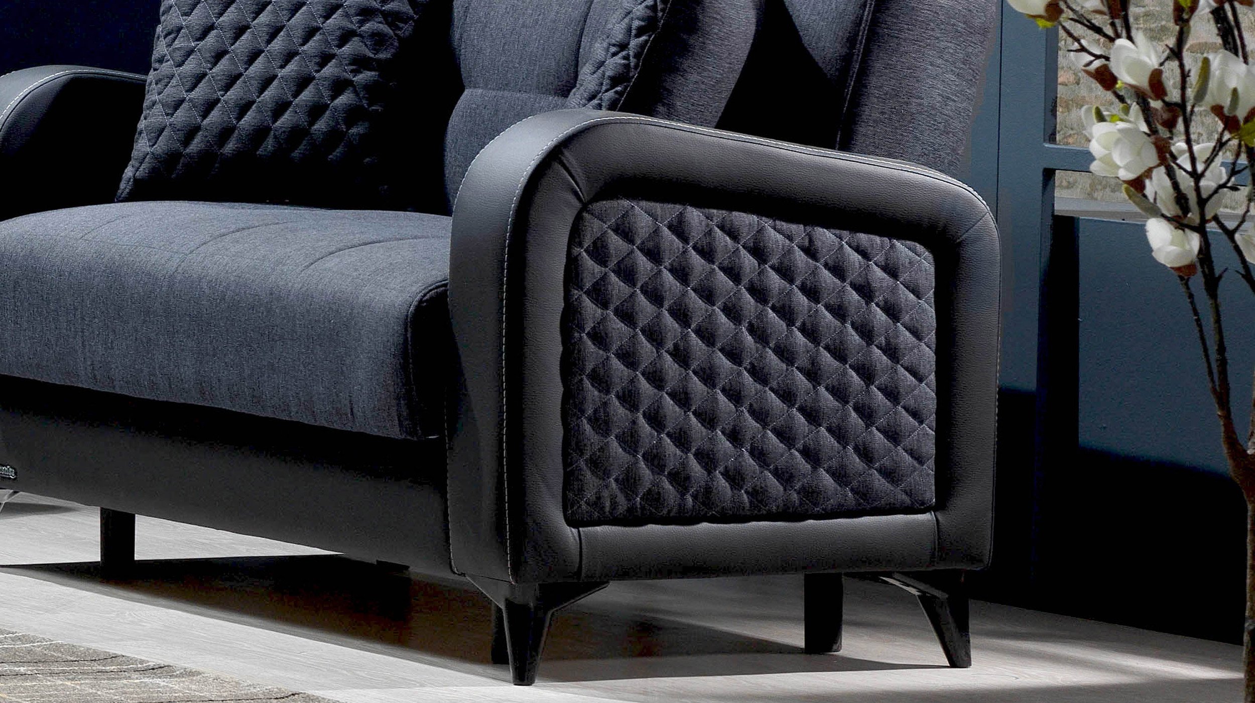 Einzelsofa anthrazit Schlaffunktion ausziehbar 2-Sitzer 150 cm - RIZA