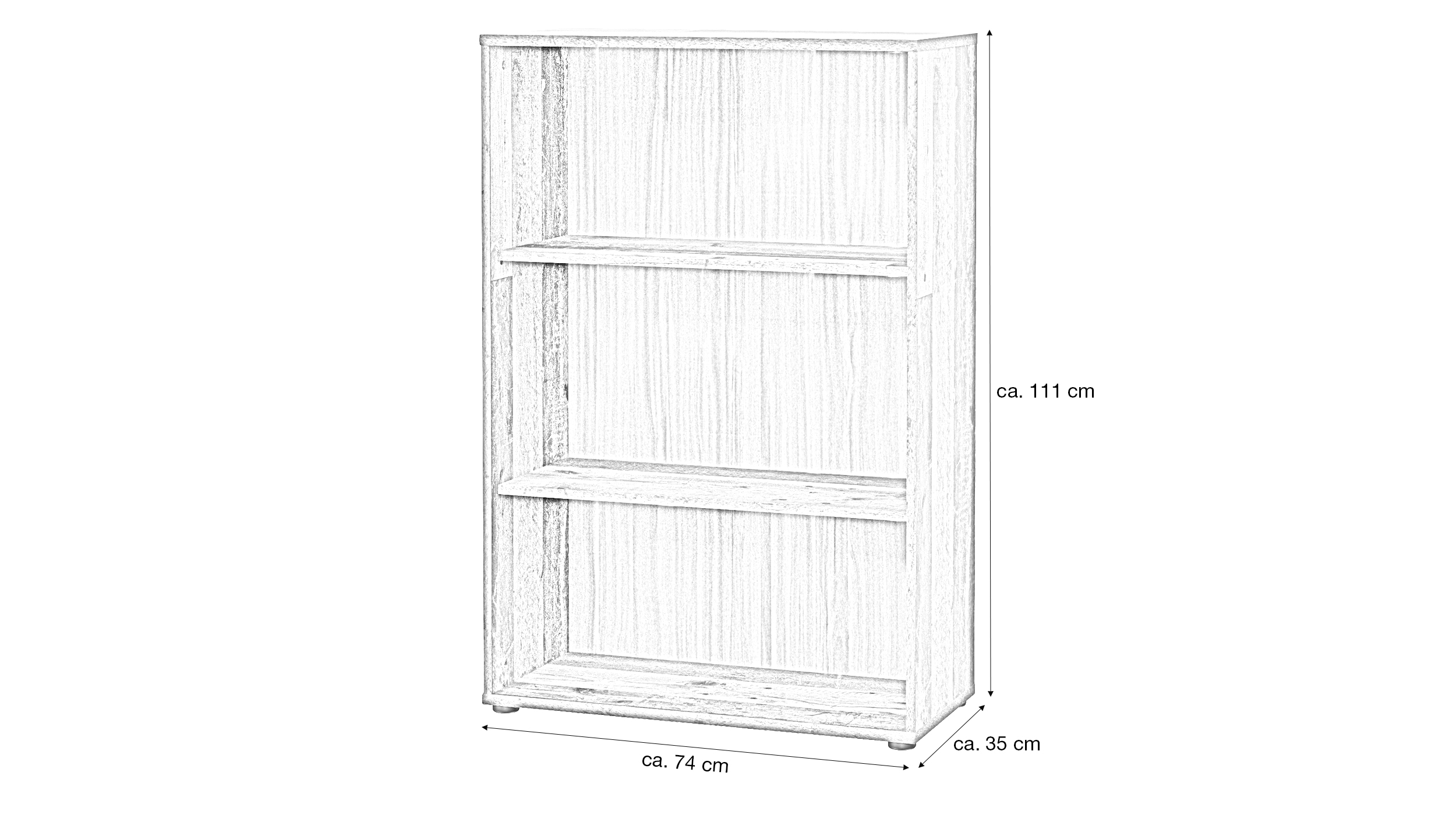 Bücherregal Büroregal Old Wood 198 x 74 cm - TEMPRA