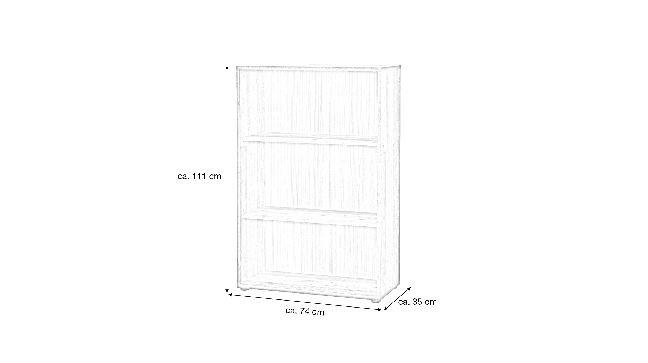 Bücherregal Standregal Old Wood B 74 x H 111 cm - TEMPRA