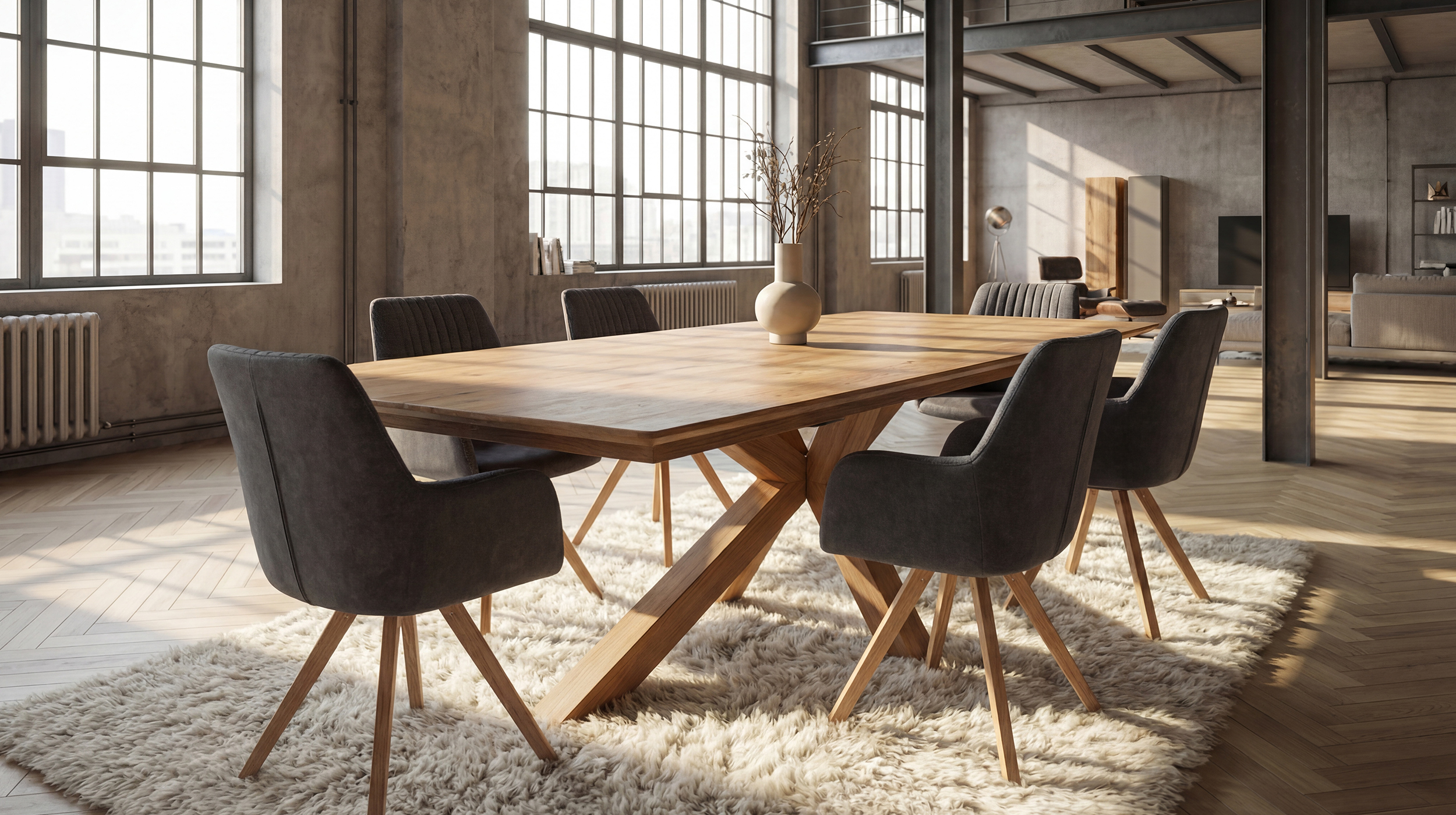 Esstisch Massivholztisch 160 cm in Wildeiche ausziehbar - RICARDO