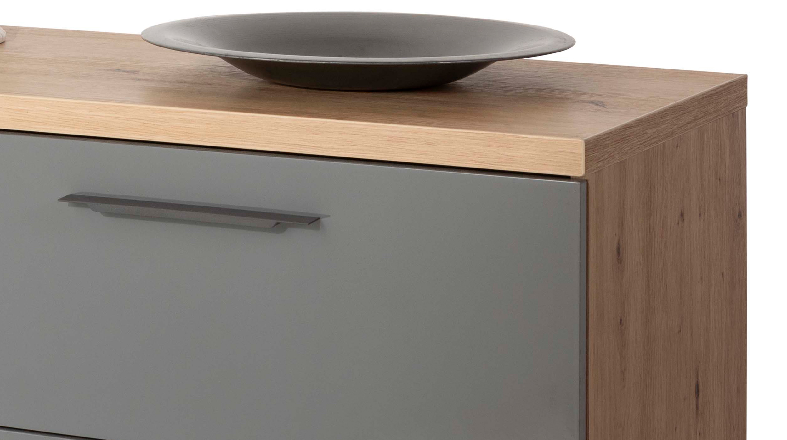 Kommode mit Schubladen grau hochglanz 136 cm - SPOSAMI