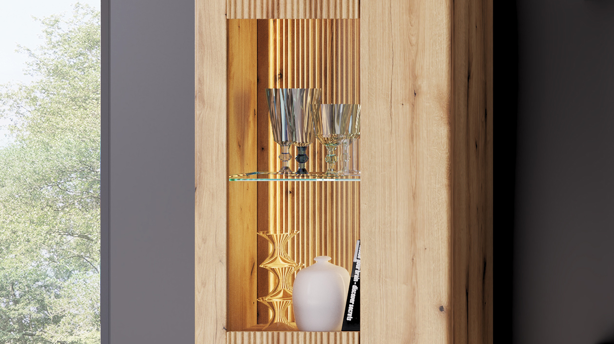 Vitrine mit Beleuchtung Coast Evoke Eiche Breite 63 cm - DELAMAR Vitrine mit Beleuchtung Coast Evoke Eiche Breite 63 cm - DELAMAR