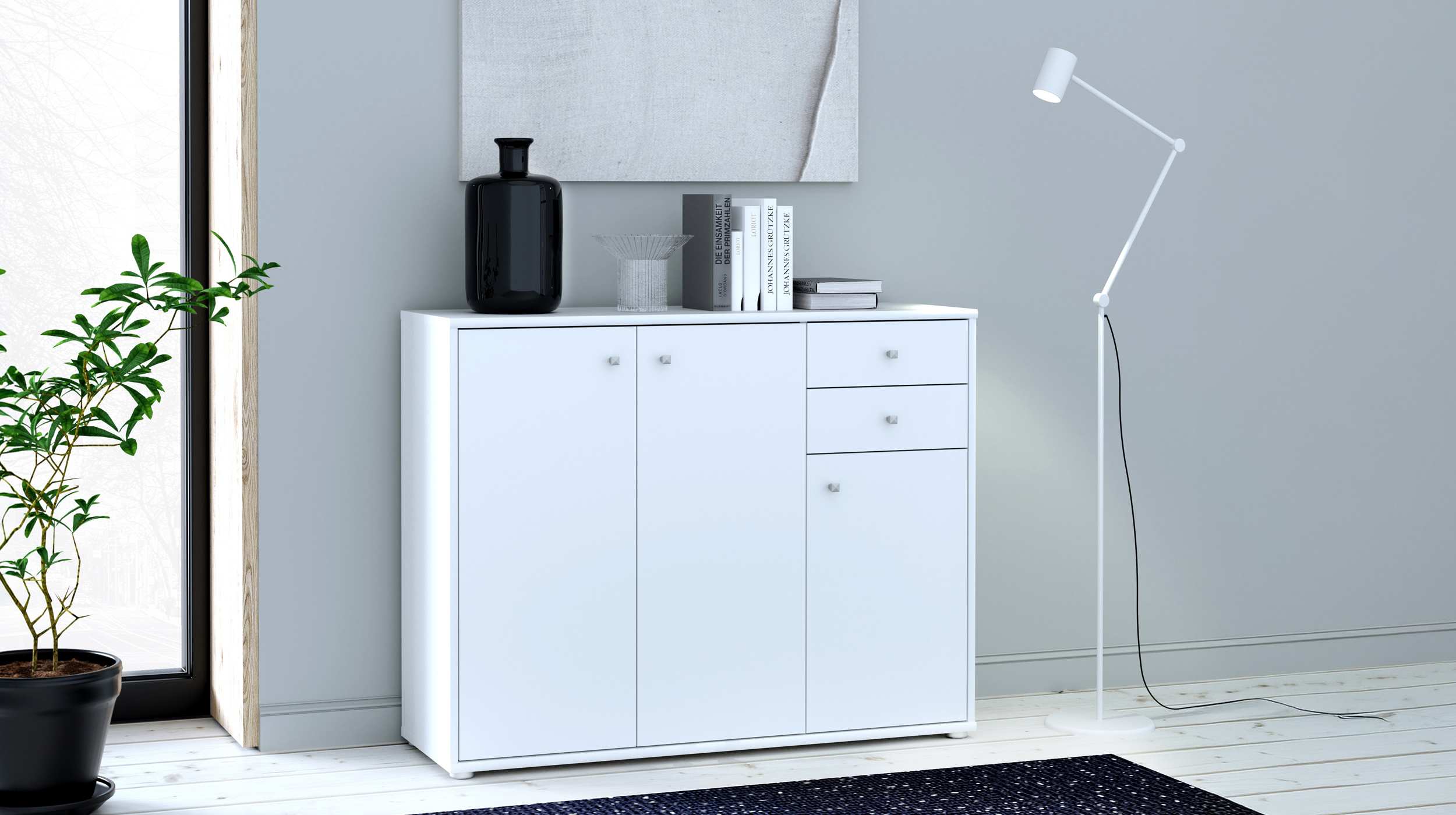 Kommode mit Schubladen weiß 109 cm - TEMPRA