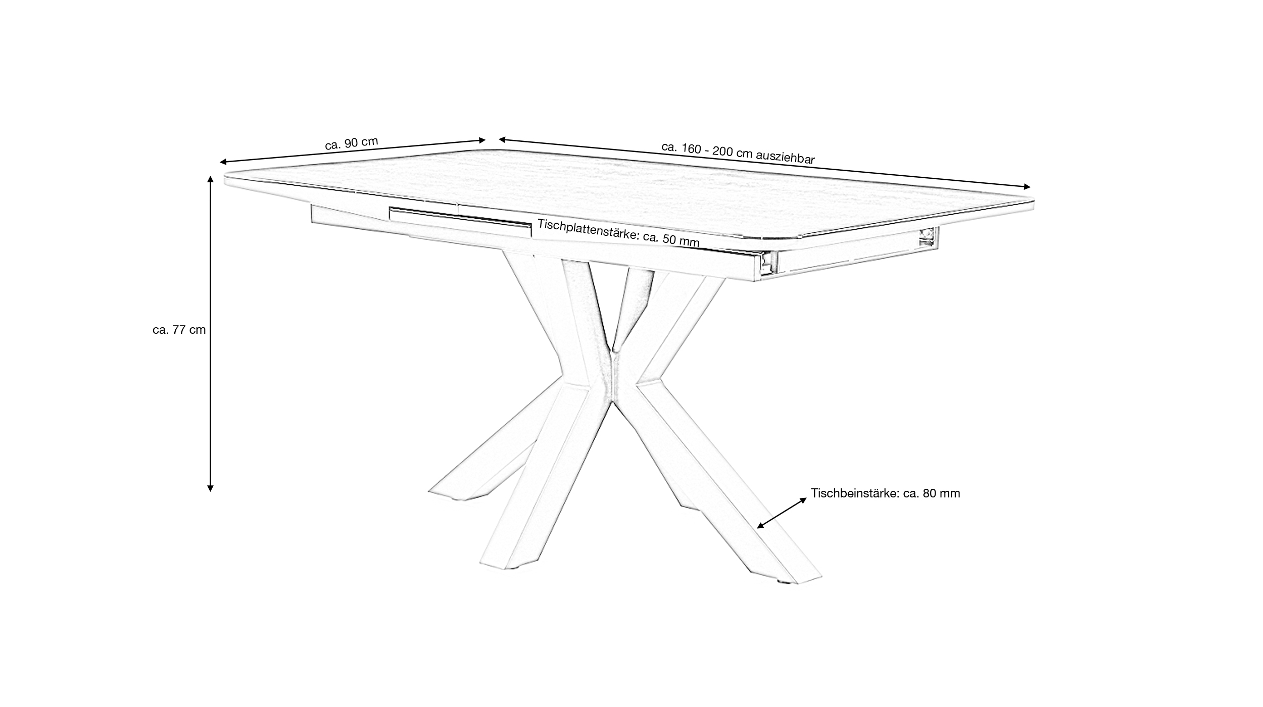 Esstisch 160 - 200 cm ausziehbar grau marmoriert - EMPOLI