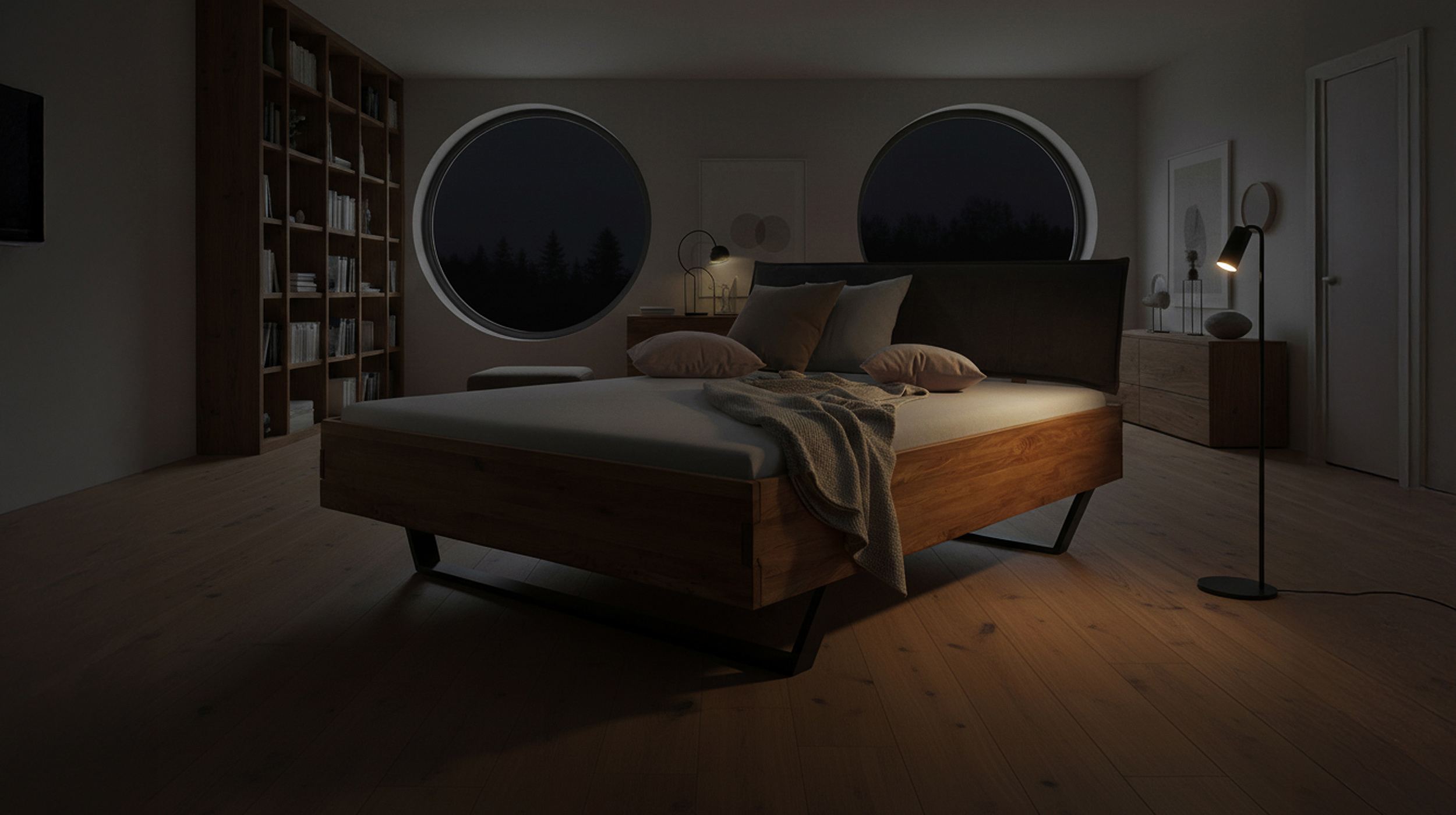 Massivholzbett 180 cm in Wildeiche geölt - AMIRA