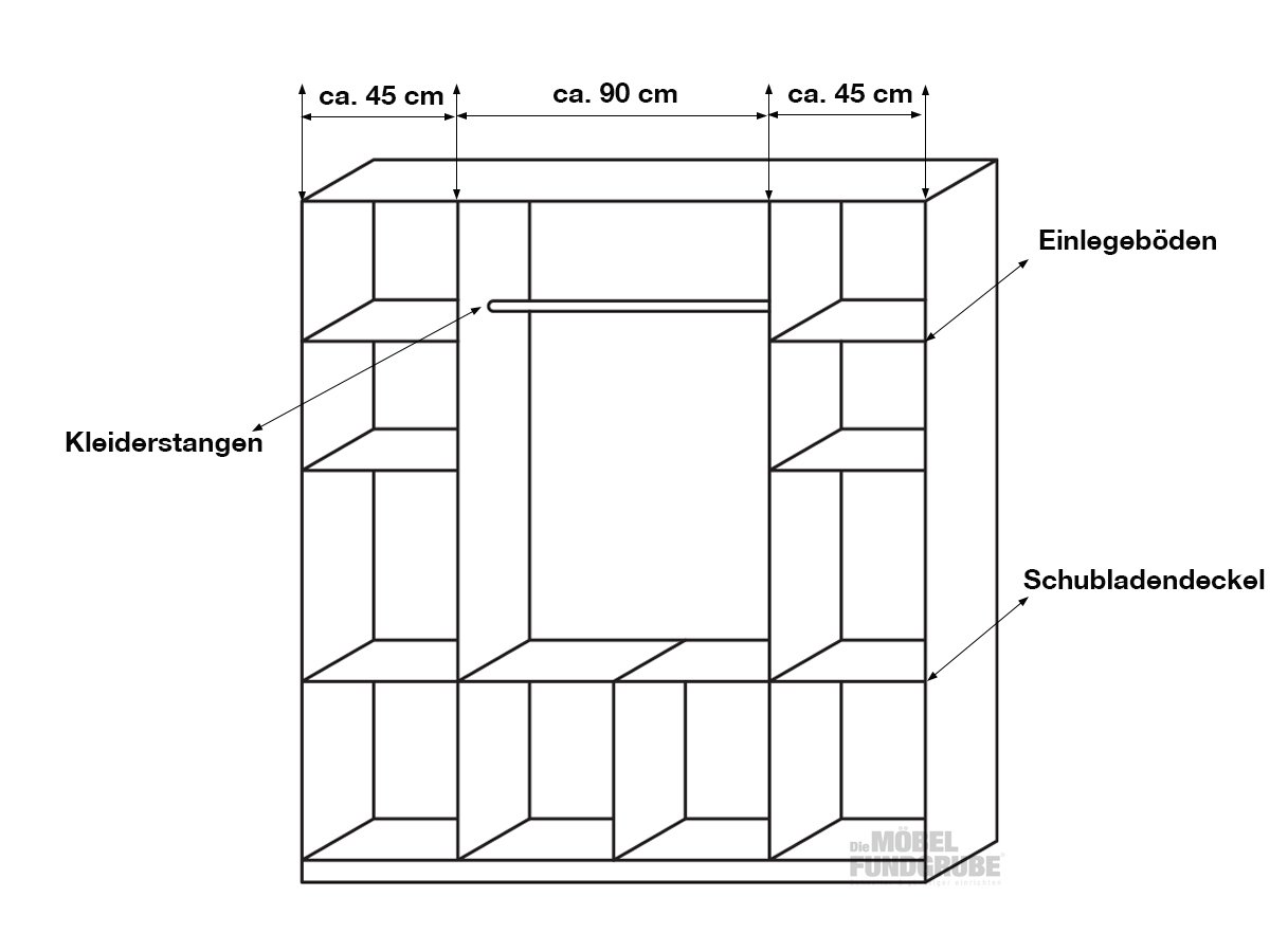 Kleiderschrank Sonoma Eiche 181 cm - rauch - BOCHUM