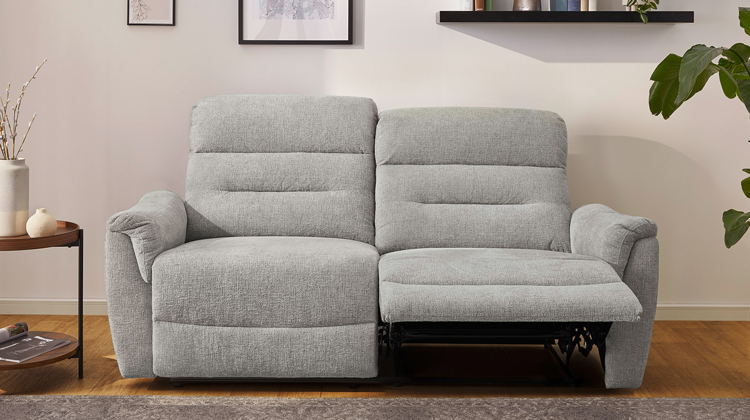 Einzelsofa 3-Sitzer Chenille grau 194 cm - Relaxfunktion - UTAH