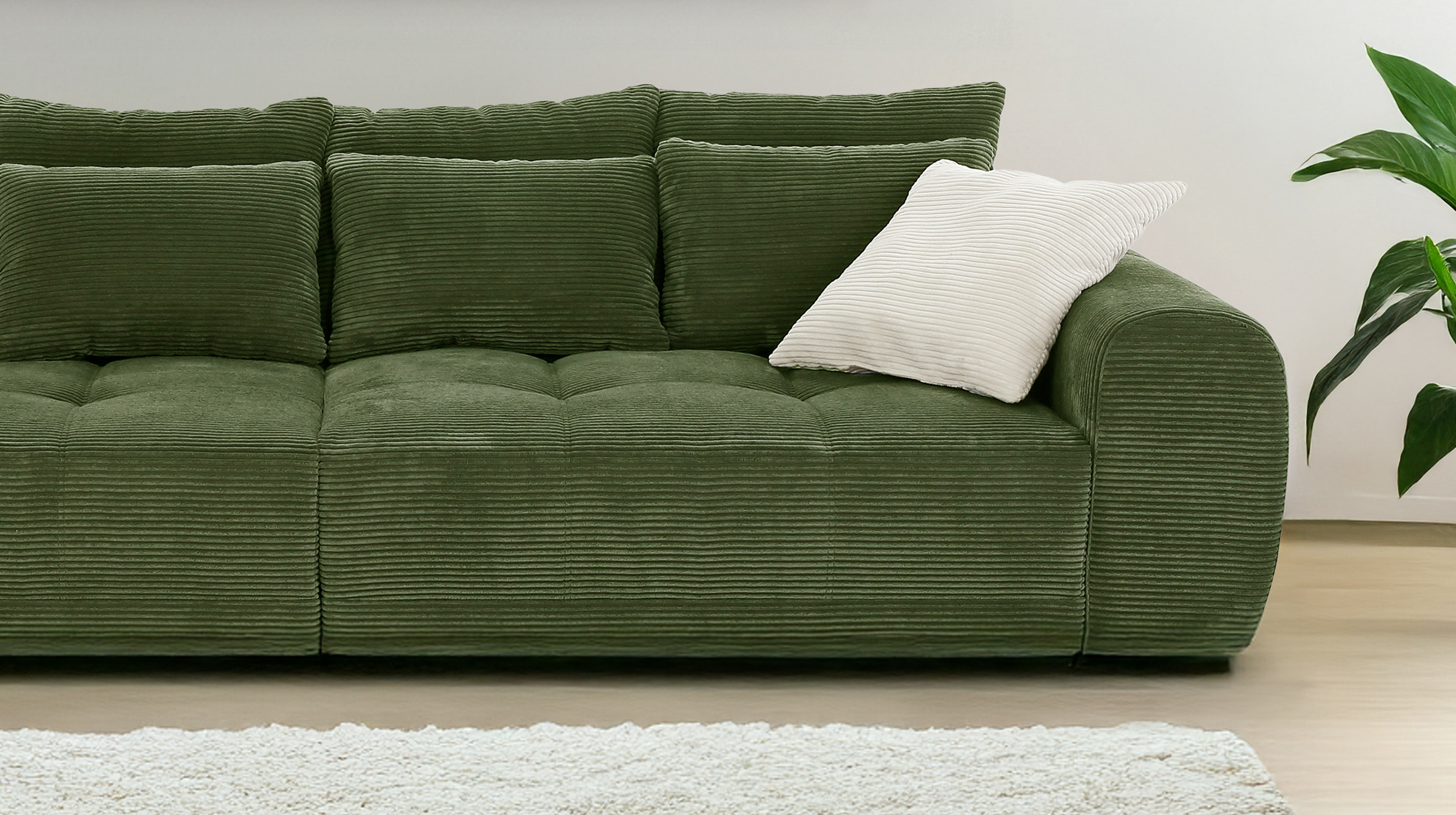 Big Sofa Cord grün - 308 cm - Federkern - JANNI