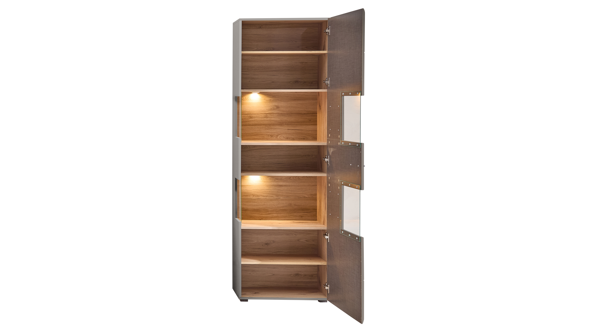 Wohnwand grau - Eiche 325 cm - LED-Beleuchtung - FUN PLUS