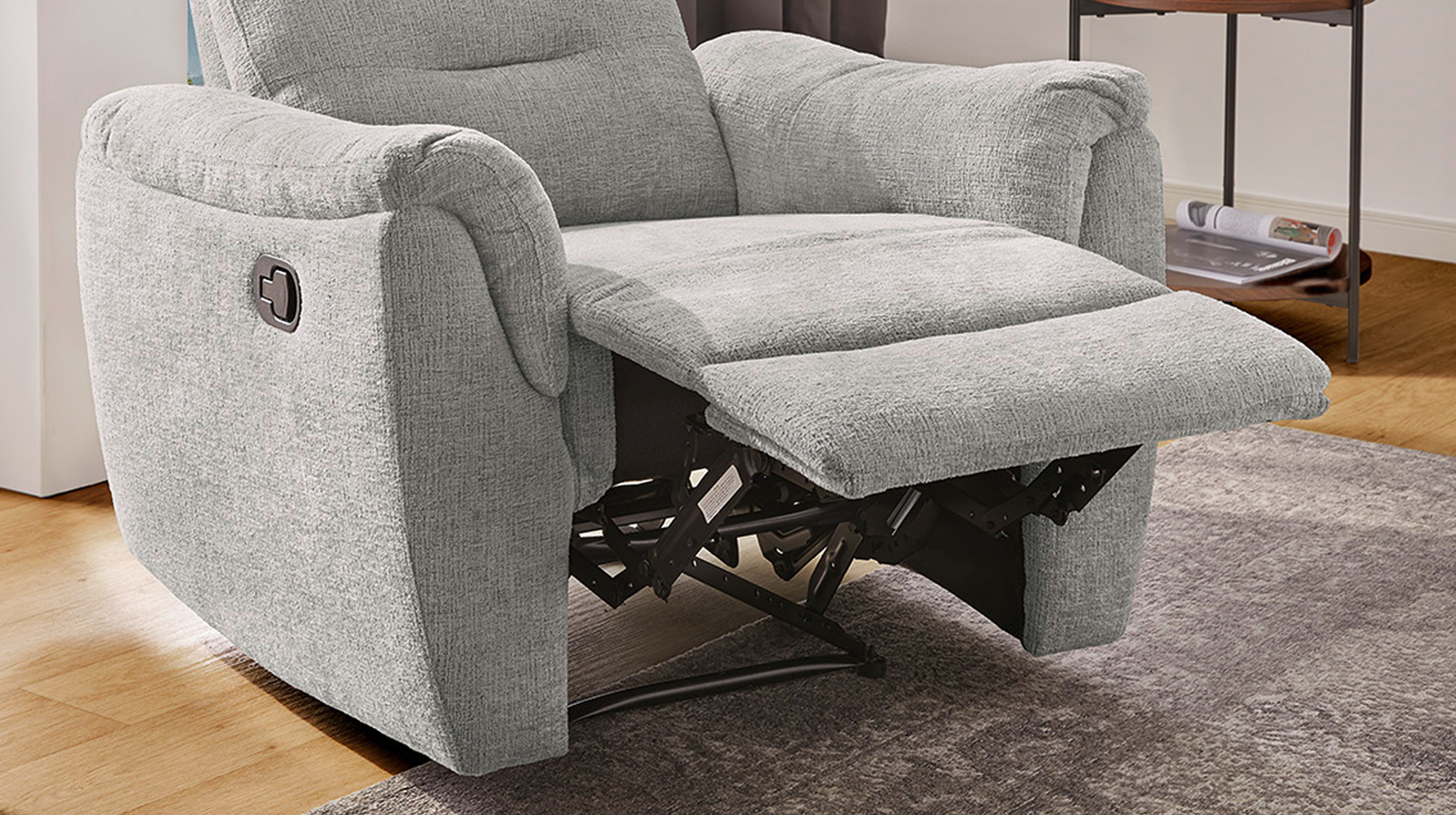 Fernsehsessel grau Chenille mit Relaxfunktion - UTAH